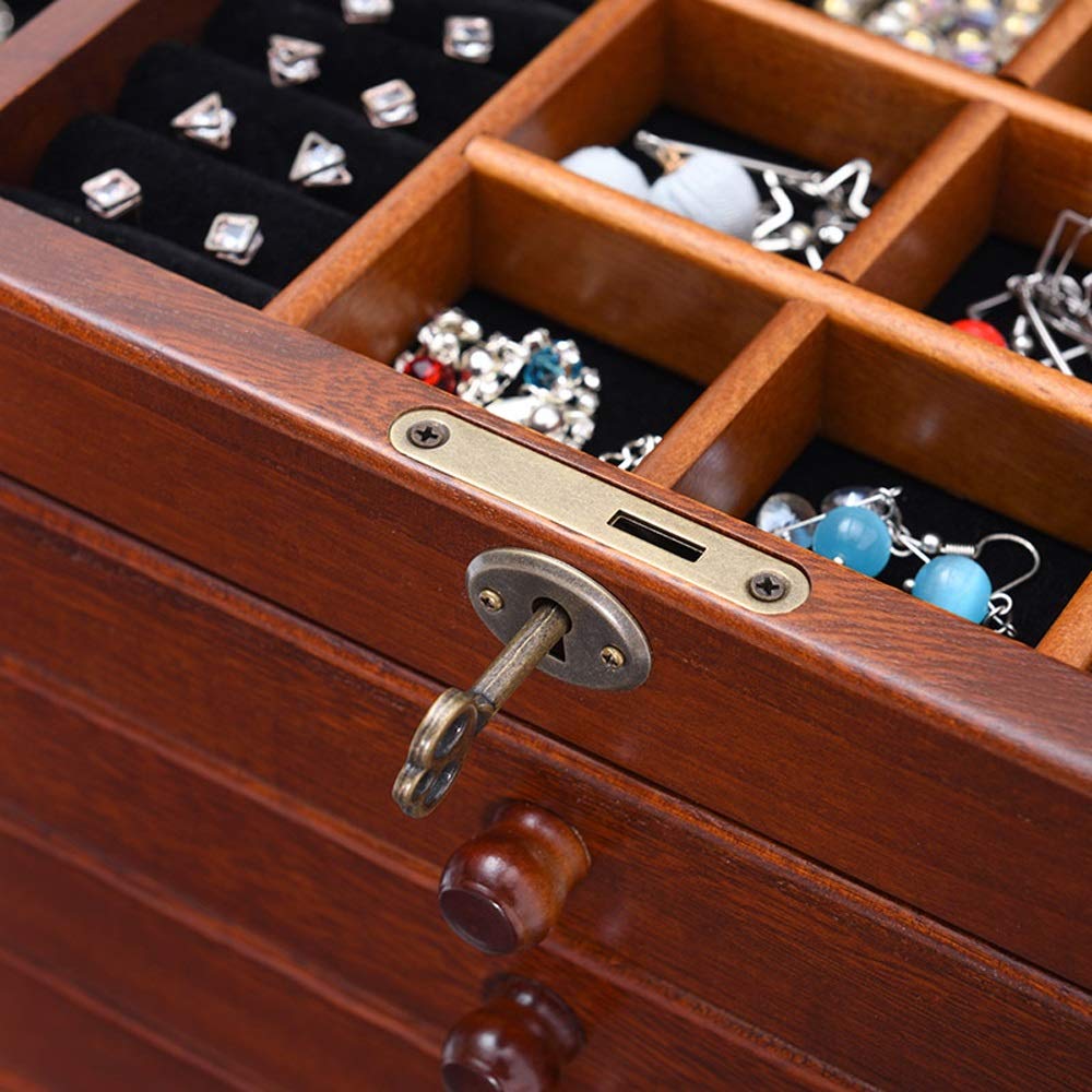 Real Natural Hardwood Jewelry Box Organizer - Large Capacity Wooden Storage Case with Dustproof Design for Necklaces, Rings & Earrings | Perfect for Bedroom Vanity, Travel & Gift Giving
