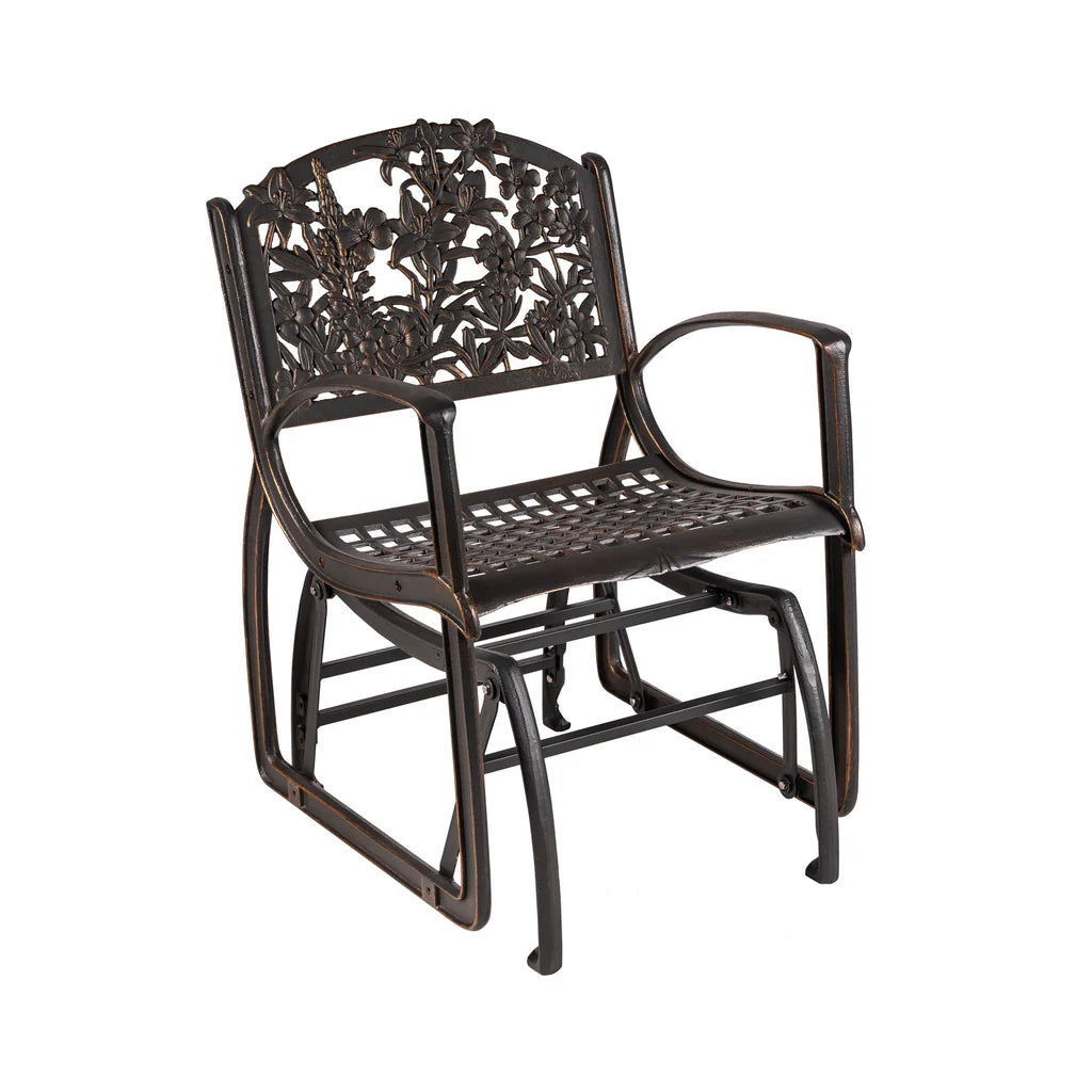 Outdoor Wildflower Glider Chair - Comfortable Patio Rocking Chair for Garden, Porch & Backyard Relaxation | Perfect for Reading, Sunbathing & Enjoying Nature