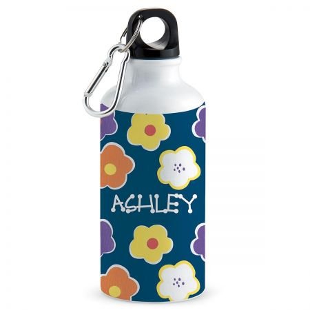 Personalized Kids Navy Floral Water Bottle - BPA Free Stainless Steel Insulated Bottle for School, Sports & Outdoor Activities - Cute Floral Design for Girls & Boys