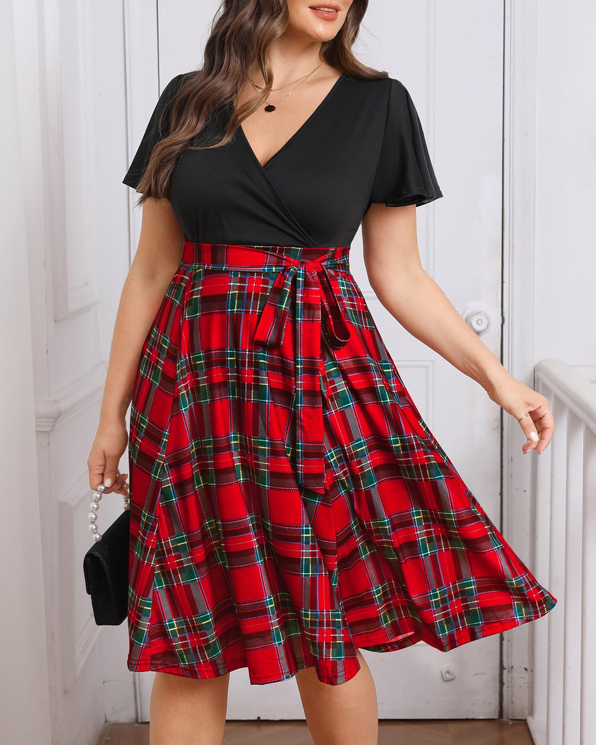 Elegant Plus Size Women's Cocktail Wrap Dress for Wedding Guest - Semi Formal Empire Waist Midi Dress | Perfect for Parties, Bridal Showers & Special Occasions