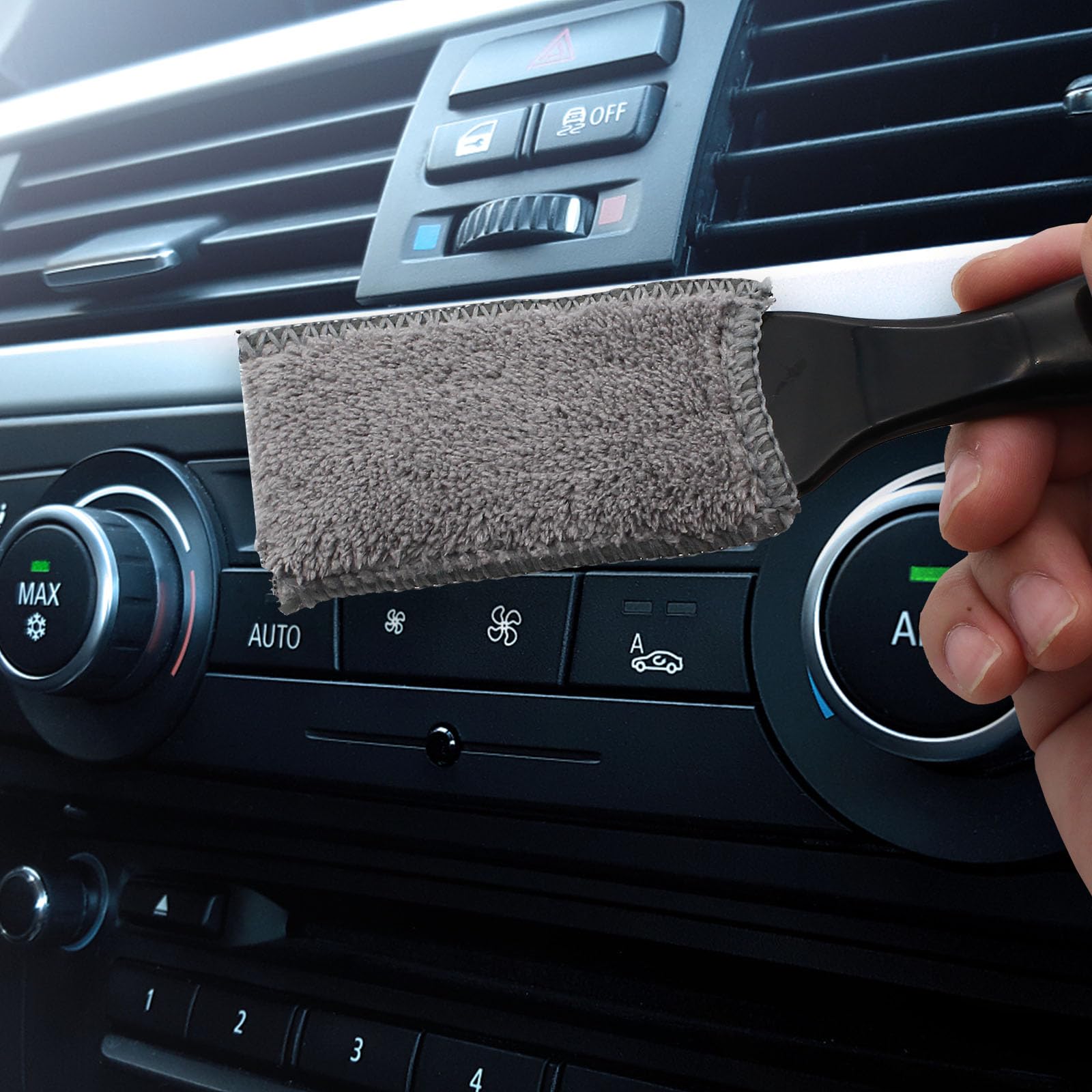 2Pack Double Head Car Cleaning Brush - 2 in 1 Detailing Tools for Interior, Air Vents, Dashboard - Blue & Black - Perfect for Car Detailing & Home Cleaning