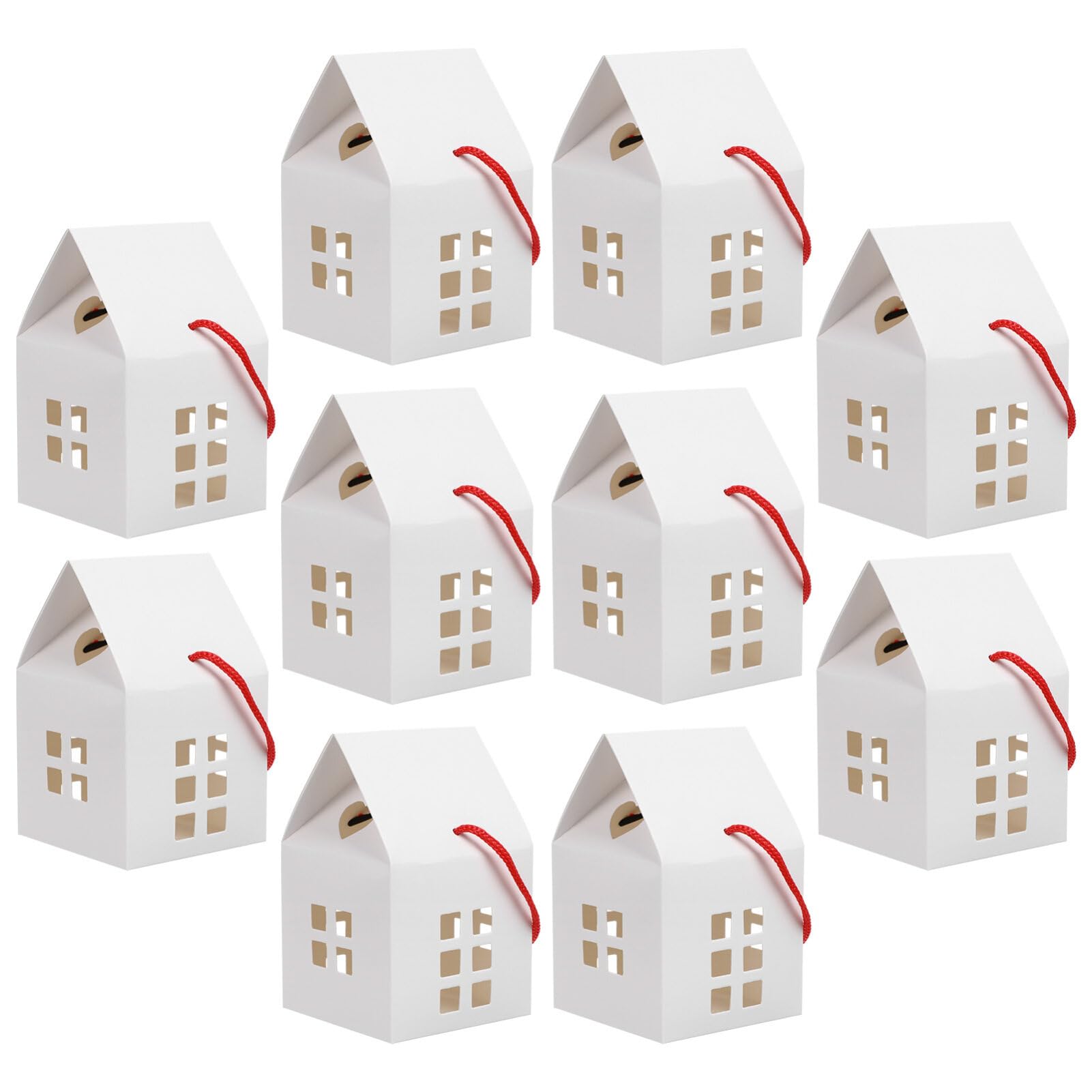 DECHOUS 10pcs House Shaped Paper Treat Boxes - Candy, Cookie & Biscuit Containers for Wedding Favors, Party Decorations & Baby Showers | Perfect for DIY Gifts, Holiday Treats & Dessert Displays