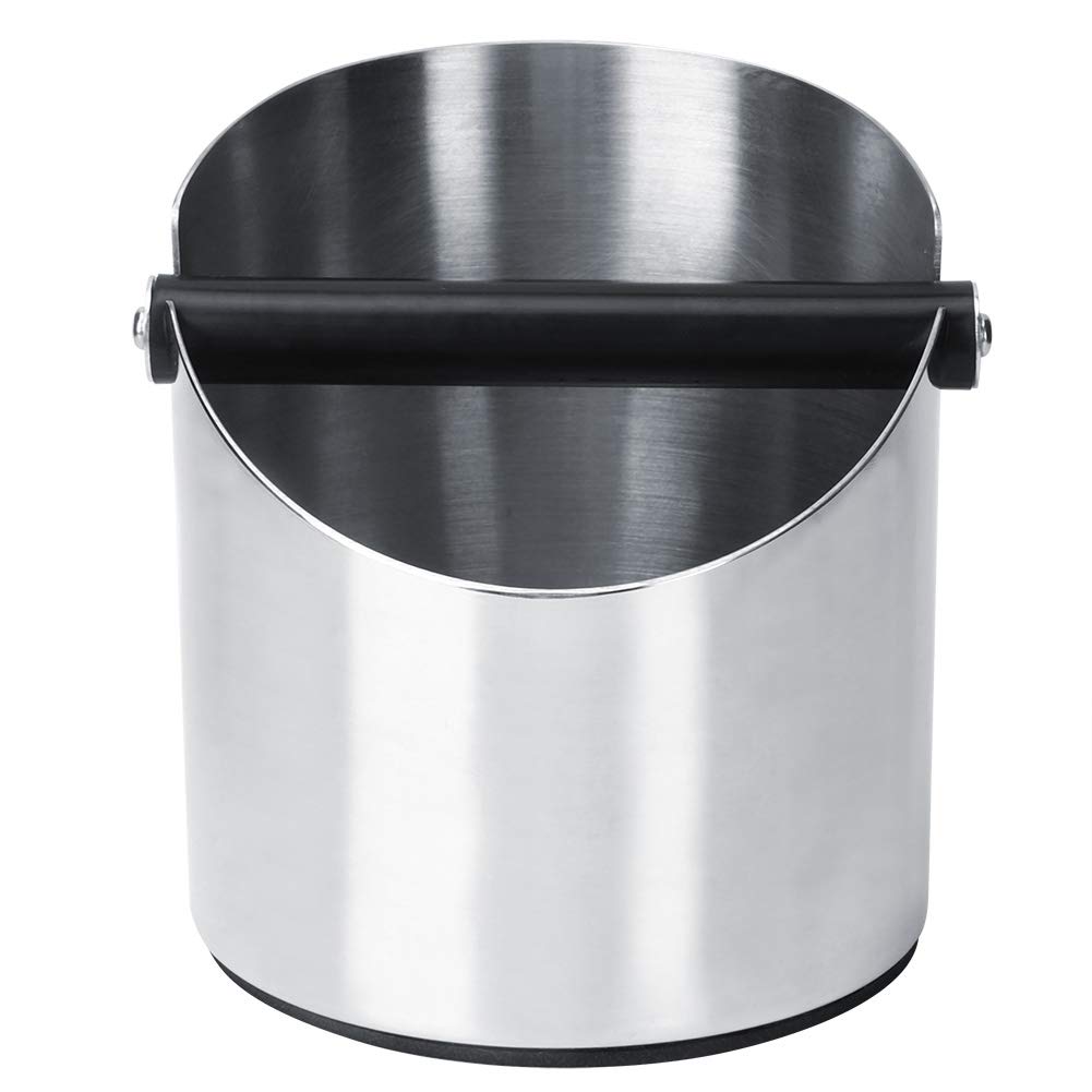 5.5 Inch Large Stainless Steel Espresso Knock Box - Coffee Grounds Dump Bin for Baristas & Home Brewing (Silver) | Perfect for Espresso Machines & Coffee Stations