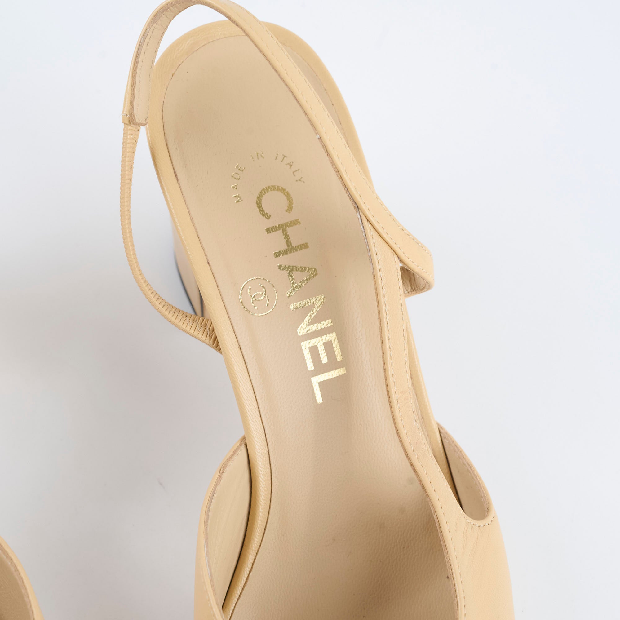 Chanel Beige Slingback Pumps Size 37.5 - Classic Heels for Women | Perfect for Office, Wedding & Evening Events