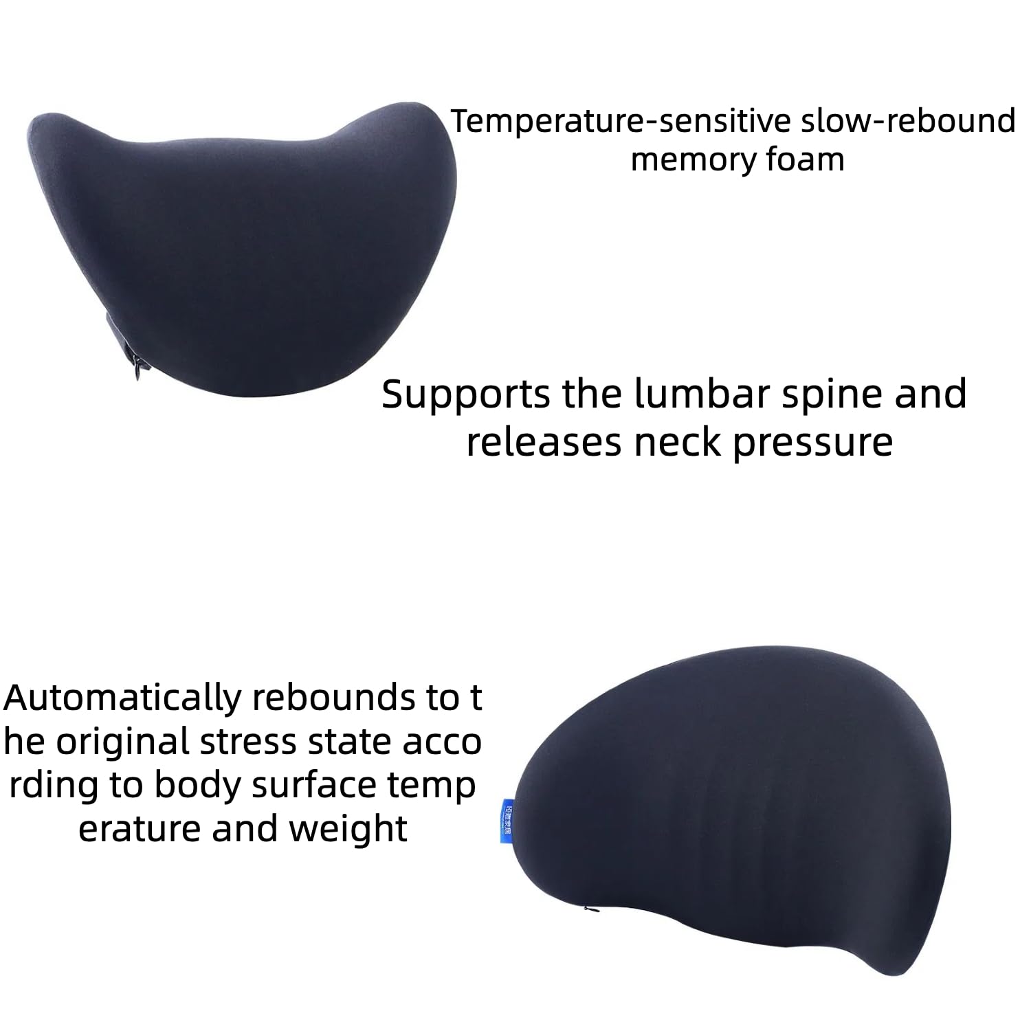 Memory Foam Car Neck & Lumbar Support Pillow Set - Ergonomic Back Pain Relief Cushion for Driving Comfort - Perfect for Long Road Trips, Commuting, and Office Chairs