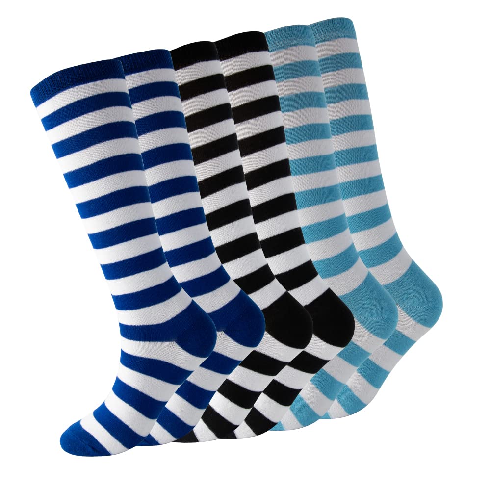 **Kids' Knee High Cotton Socks – Striped Athletic Tube Socks for Girls, Soft & Breathable for Sports & Everyday Wear**    (Note: If the original Chinese text was intended, please provide it for accurate translation.)