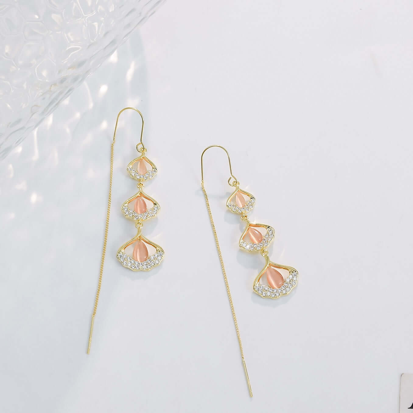925 Sterling Silver Three Ginkgo Leaf Threader Earrings for Women - Delicate Dangle Leaf Earrings for Everyday Wear, Gift Giving & Special Occasions | A8075