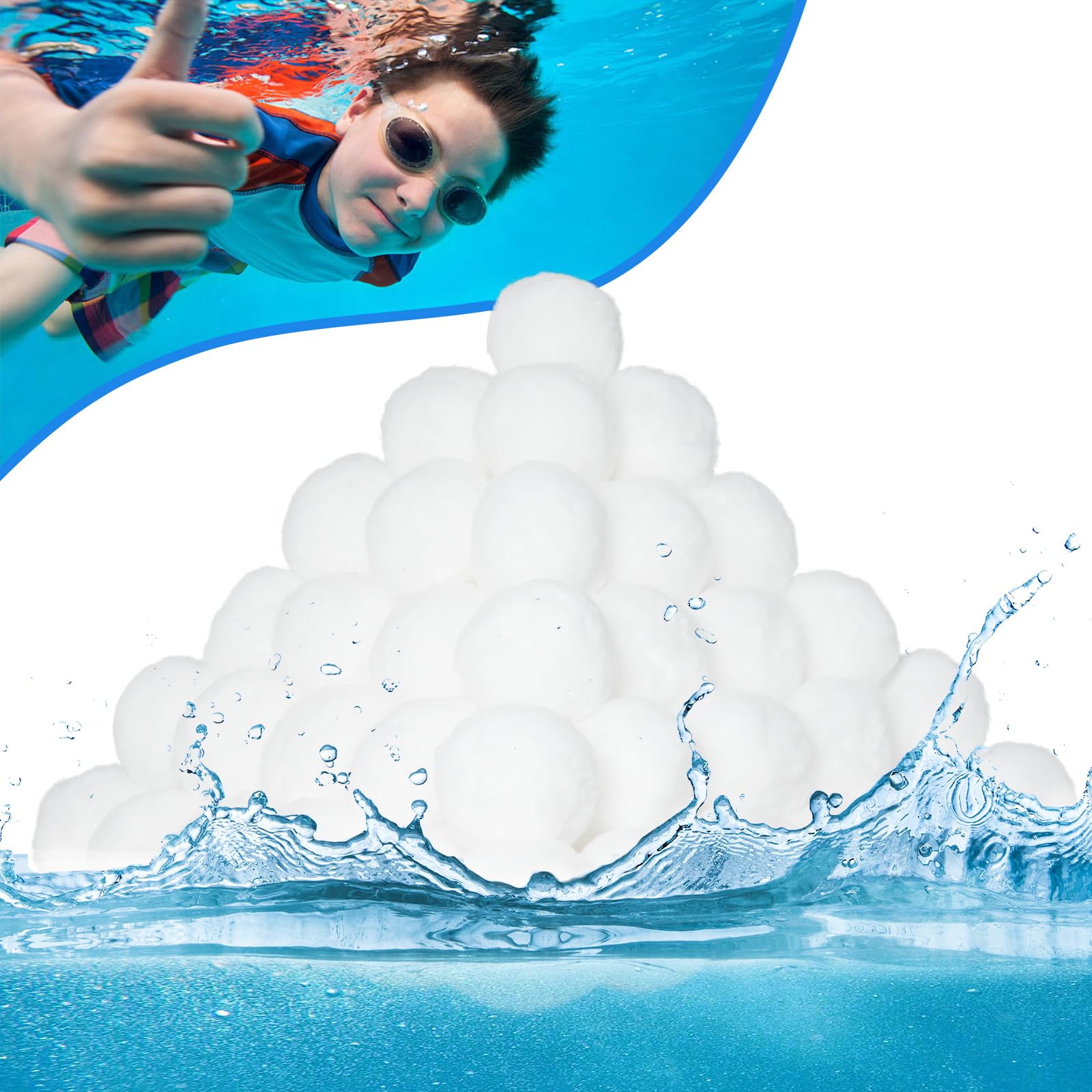 1.5lbs Reusable Pool Filter Balls for Sand Filters - Premium Filter Media for Swimming Pools, Aquariums & Fish Tanks (White) | Improves Water Clarity & Reduces Maintenance
