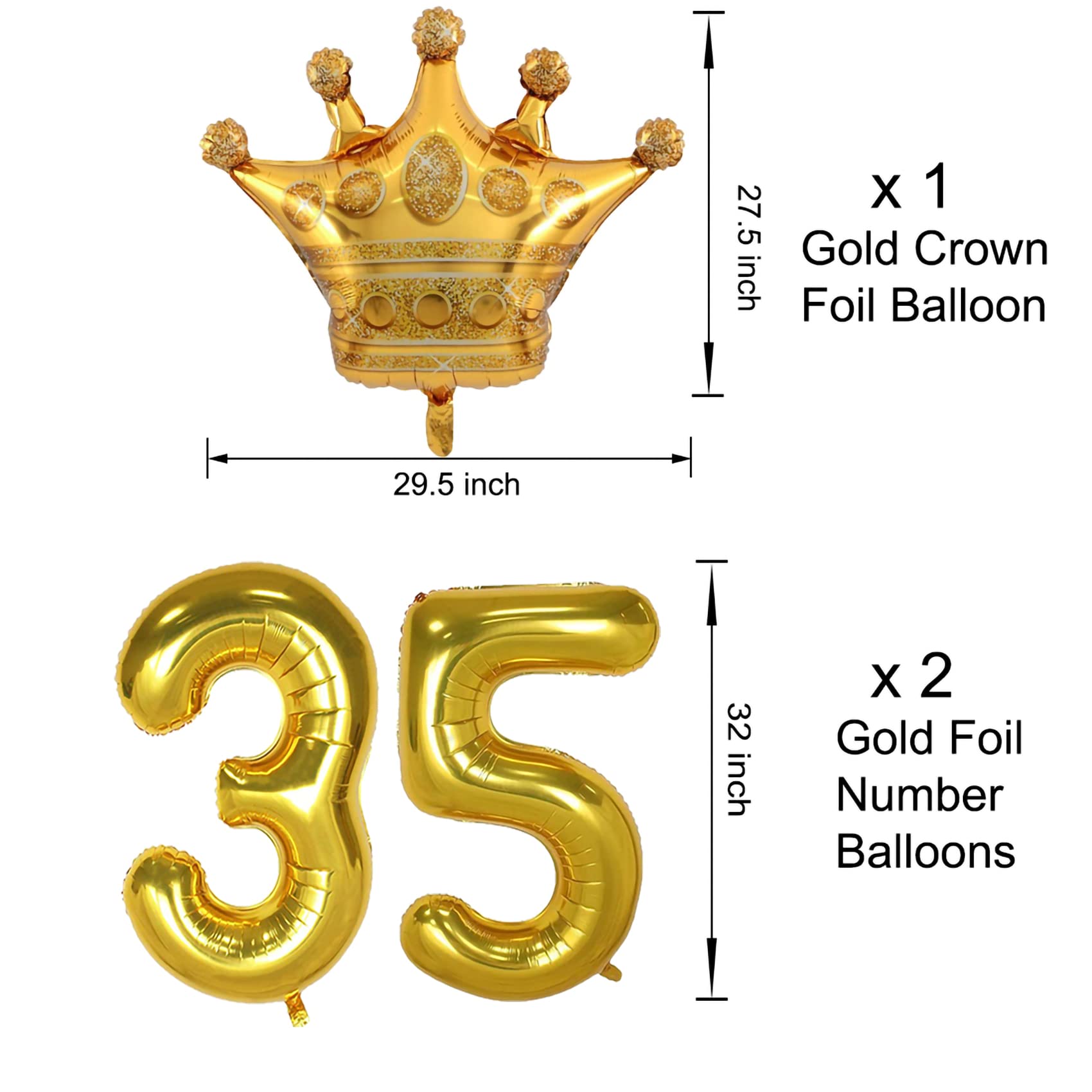 35th Birthday Decorations for Men & Women - Black & Gold 35 Balloon Set with Number Balloon & Banner - Perfect for 35 Year Old Birthday Parties, Milestone Celebrations & Adult Birthday Decor