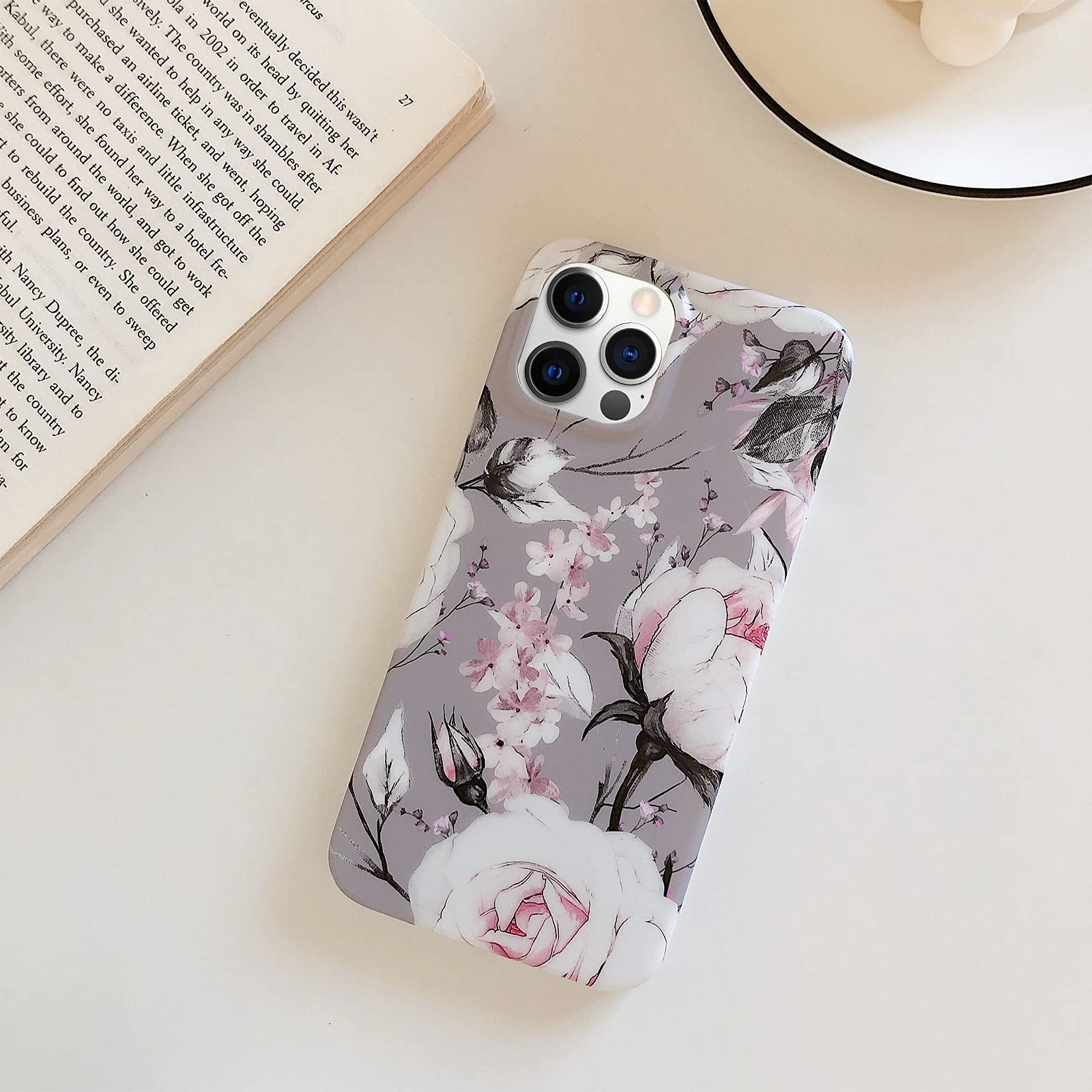 Slim Marble Pattern iPhone 13 Pro Case - Soft Flexible Protective Cover for Women & Girls (6.1 Inch, Gray) | Perfect for Everyday Use, Office & Travel Protection