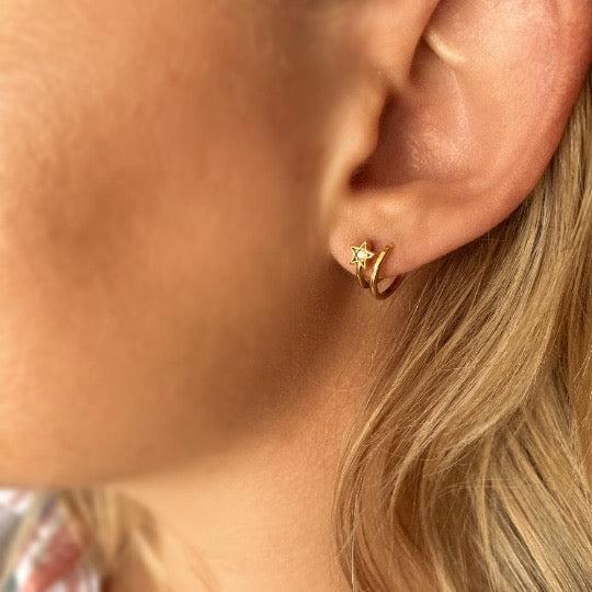 18K Gold Filled Dainty Blinking Star Stud Earrings - Minimalist Elegant Jewelry for Women - Perfect for Everyday Wear, Date Night & Special Occasions