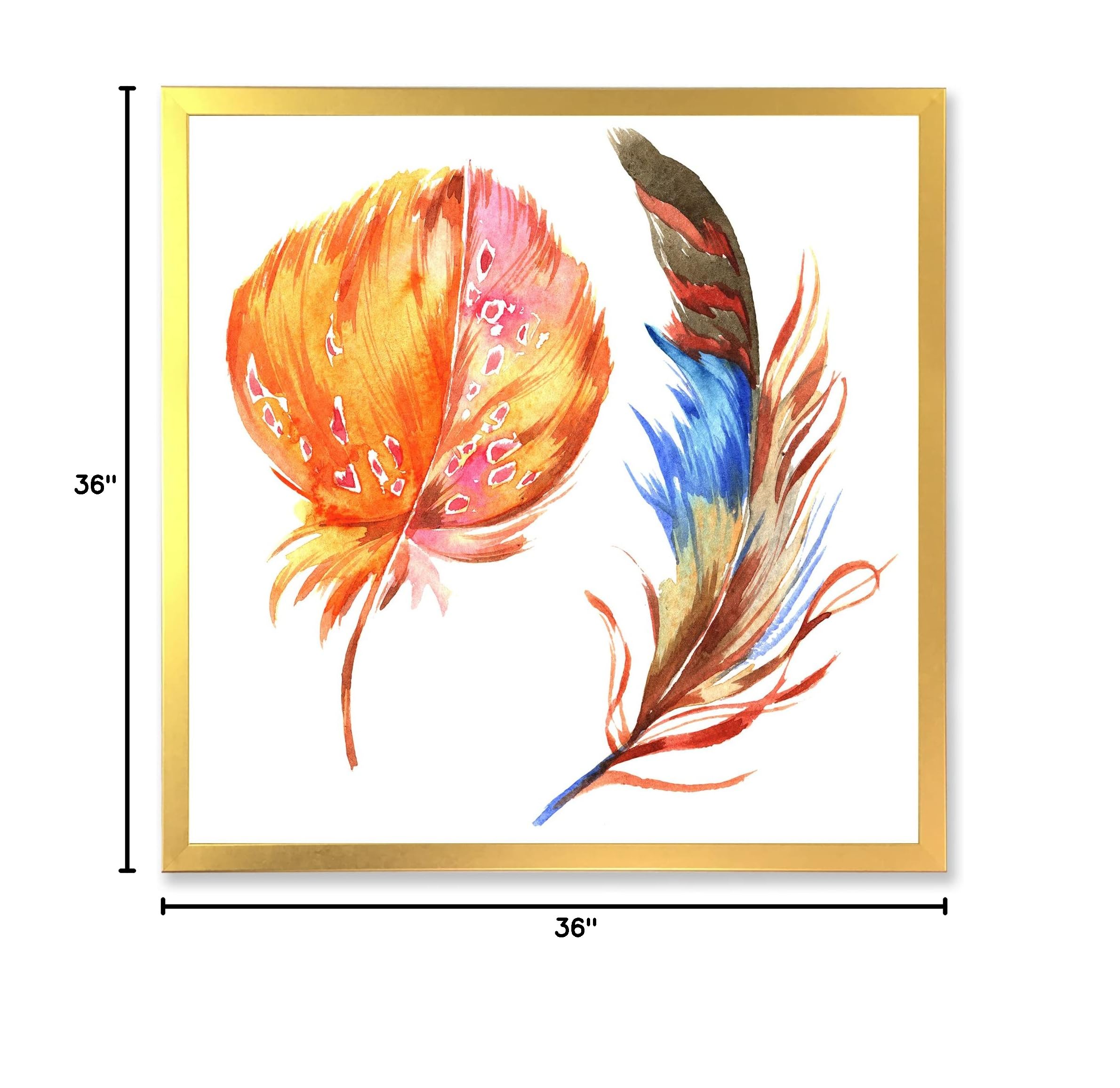 Bohemian & Eclectic Framed Wall Art - Brown Feather Wing Design for Home Decor | Ethnic Tribal Style Wall Hanging for Living Room, Bedroom & Office