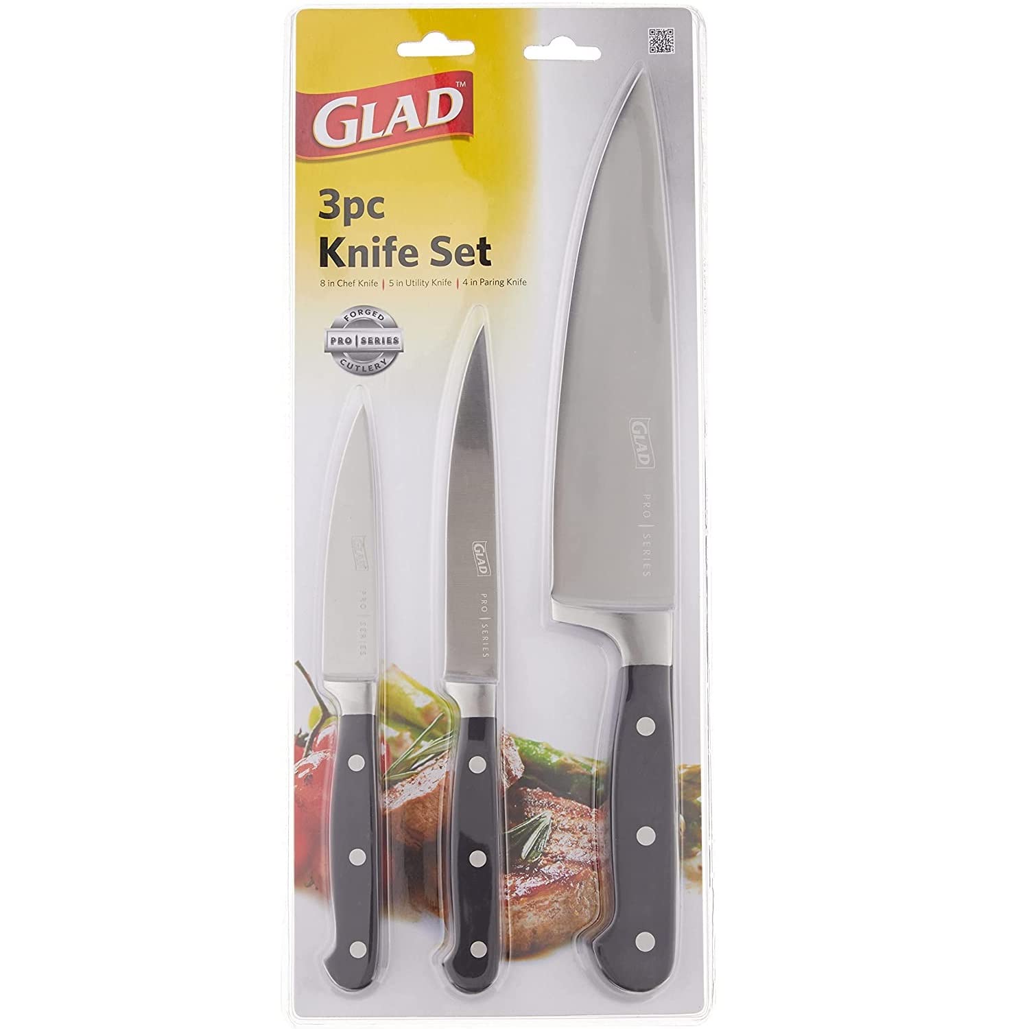 Premium 3-Piece Kitchen Knife Set - Stainless Steel Paring, Utility & Chef Knives with Razor-Sharp Rust-Resistant Blades | Professional Cutlery for Cooking, Slicing & Food Prep | Ideal for Home Chefs & Culinary Enthusiasts
