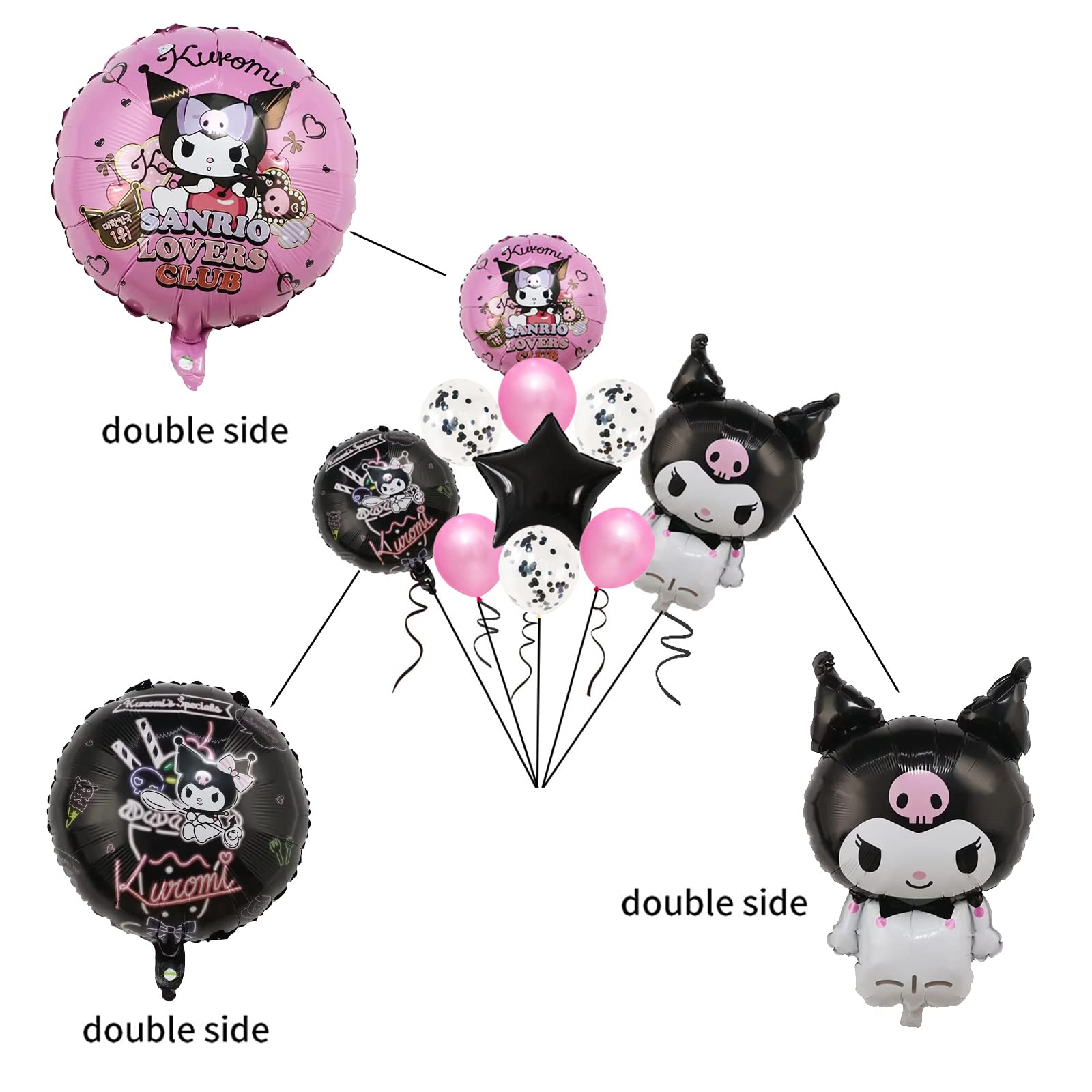 10Pcs Cute Anime Party Balloons - Double Sided Aluminum Film Balloons for Birthday Decorations, Kawaii Theme Party Supplies (LM-01) - Perfect for Anime Themed Parties, Baby Showers & Birthday Celebrations