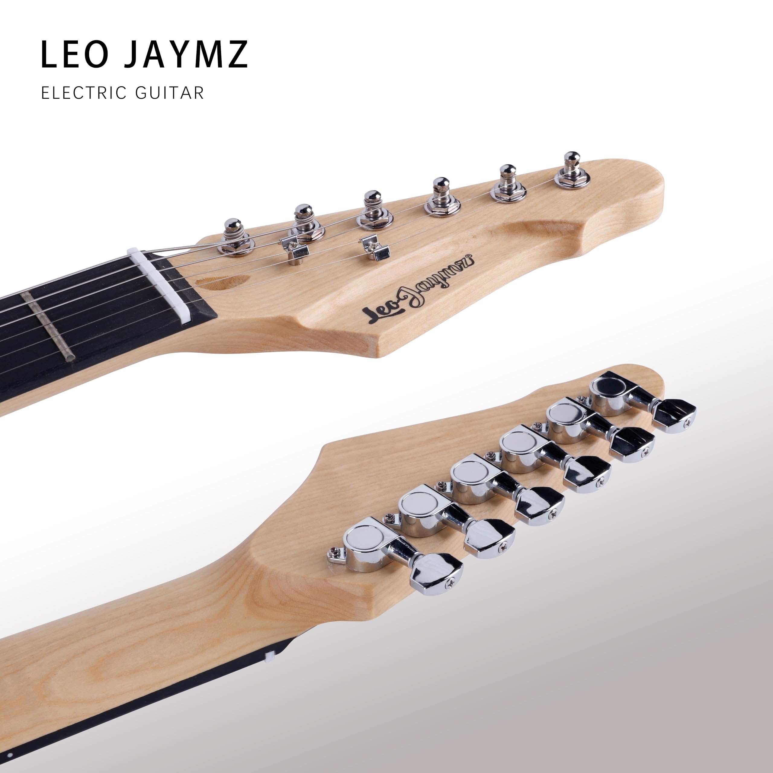Leo Jaymz TL Style Electric Guitar with UK Flag Sticker - Premium High Gloss Mahogany Body & Hard Maple Neck - Clear Acrylic Pickguard - Perfect for Rock, Blues & Stage Performances