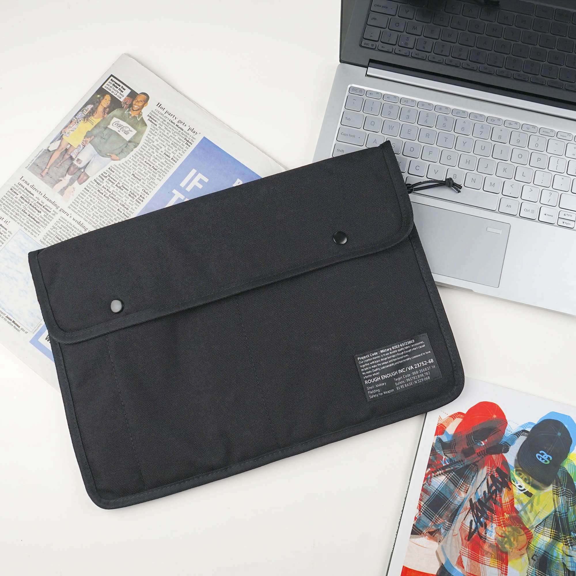 13-14 Inch Laptop Sleeve Case with Accessory Pocket - Slim Black Cordura Protective Bag for Notebook Computers | Perfect for Work, Travel & School