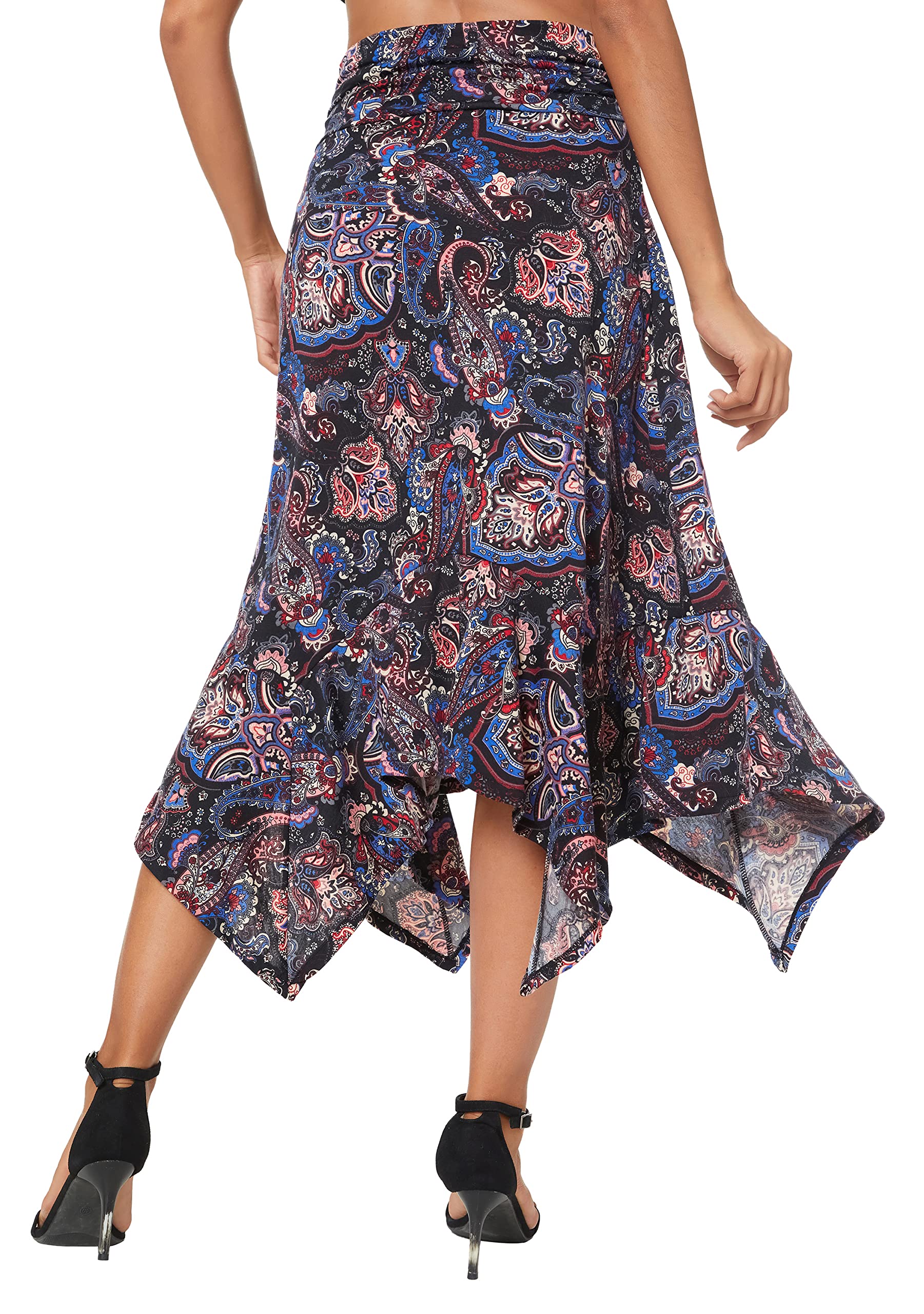 Urban CoCo Women's Flowy Stretchy Skirt - Handkerchief Hemline Midi Skirt for Summer, Casual Wear, Beach & Vacation Outfits | Comfortable & Stylish Skirts for Women