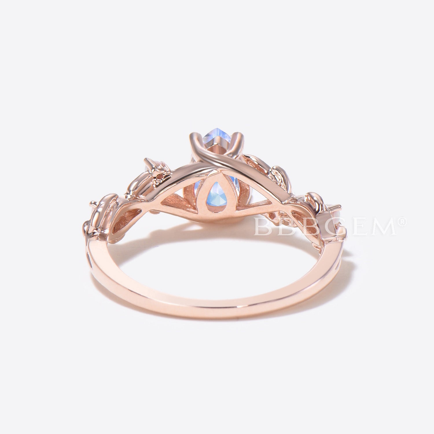 Nature Inspired Pear Moonstone Ring with Branch Leaf Design - Elegant Opal Engagement Ring for Women | Perfect for Weddings, Anniversaries & Special Occasions