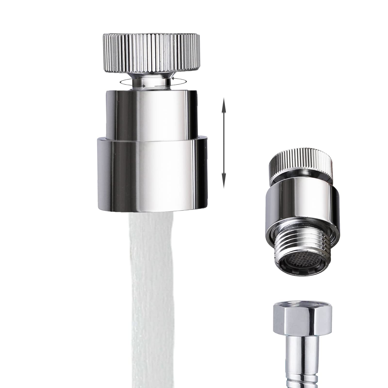 360° Brass Faucet Hose Adapter for Shower & Sink - Quick Connect Chrome