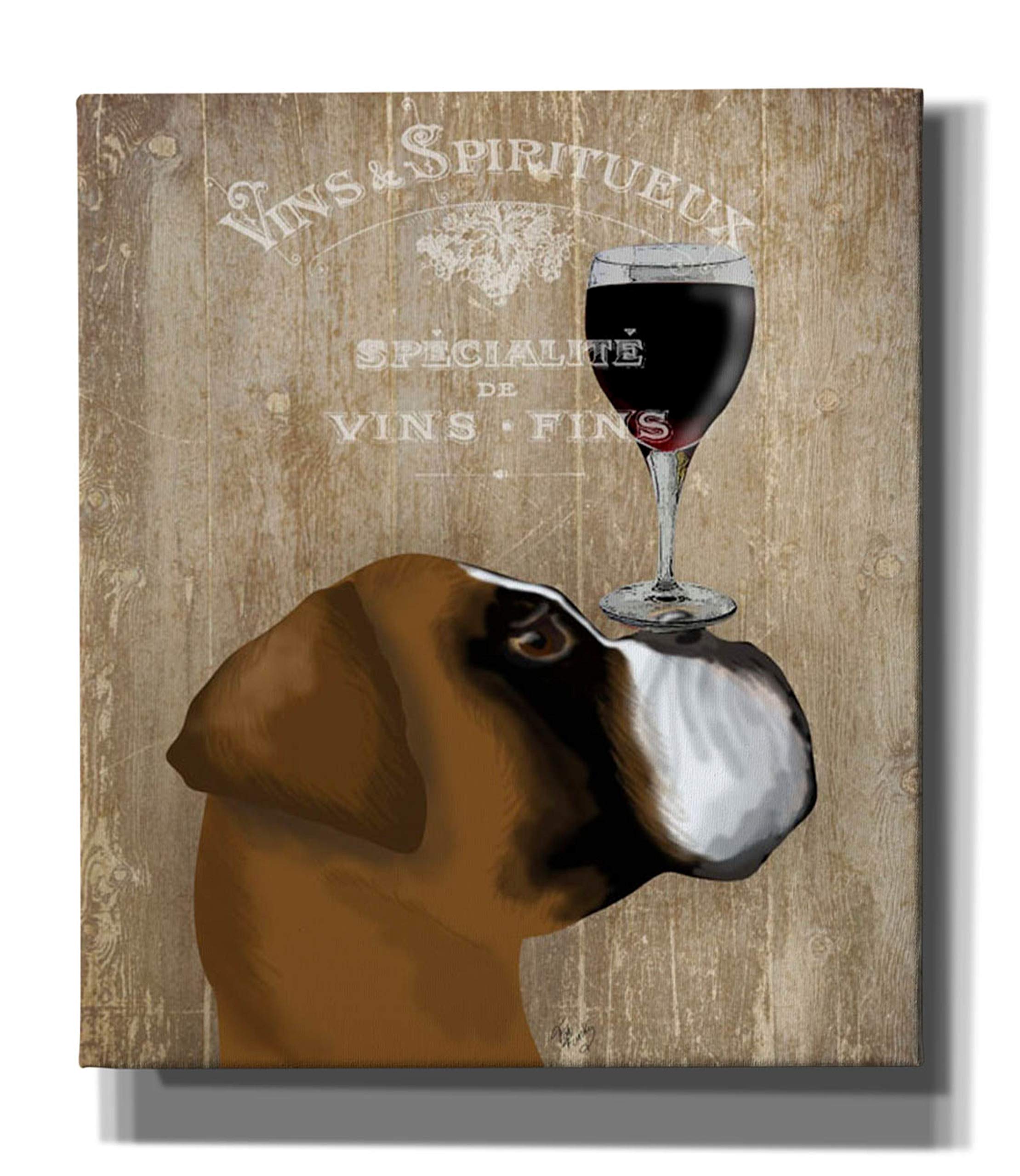 Epic Graffiti 'Dog Au Vin Boxer' by Fab Funky - 26x30 Inch Canvas Wall Art for Living Room, Bedroom & Office Decor - Modern Pop Art Painting for Home & Office