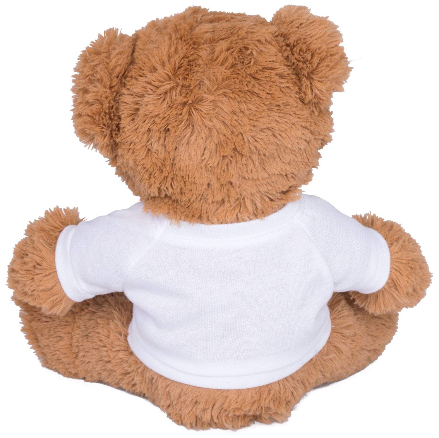 Custom Teddy Bear 8 Inch with Personalized Text - Brown Stuffed Animal in White Shirt | Unique Gift for Anniversary, Graduation, Christmas | Perfect for Couples, Kids & Special Occasions