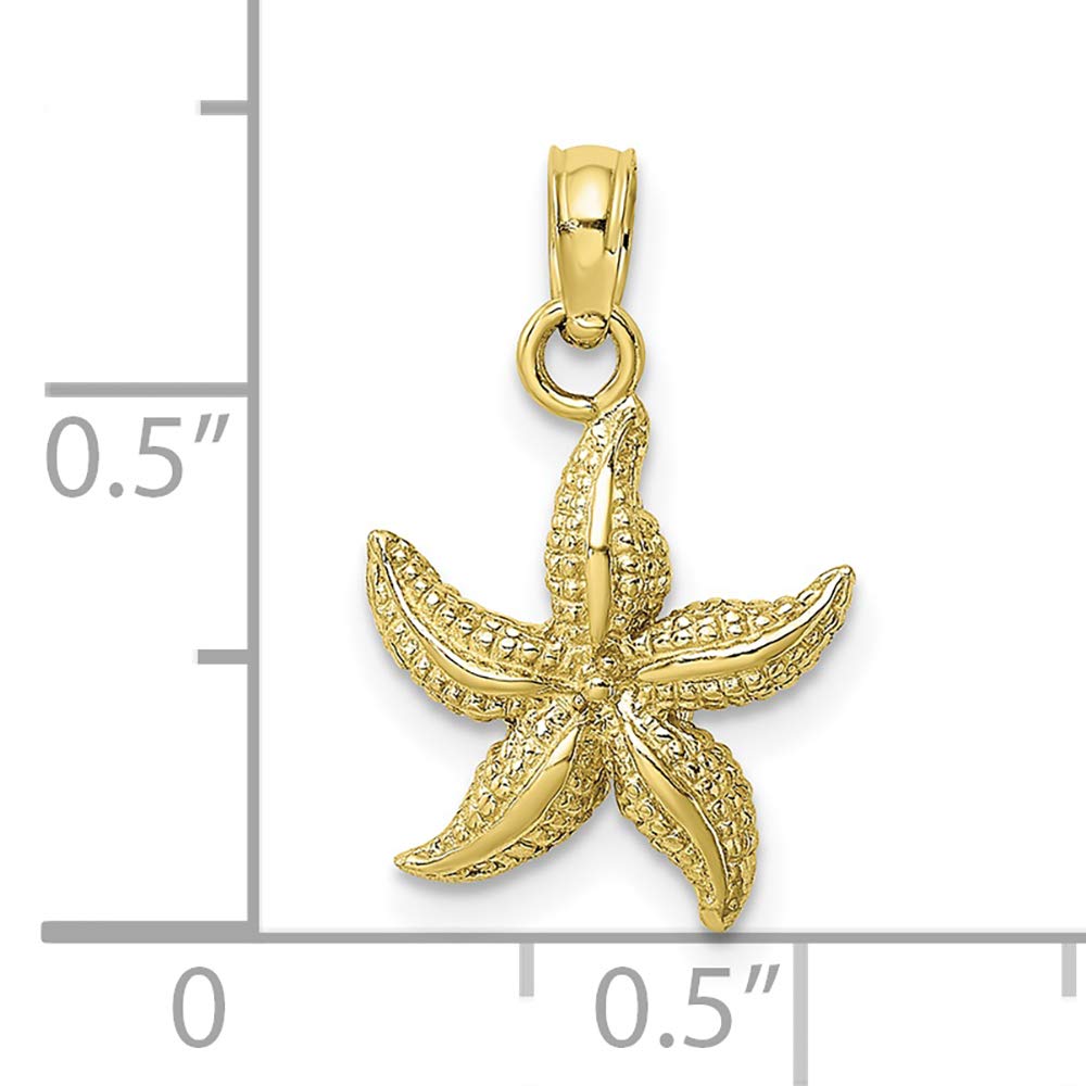 10K Yellow Gold Starfish Polish Charm Pendant - Dainty & Elegant Jewelry for Women, Perfect for Beach Vacations, Summer Outfits & Gift Giving