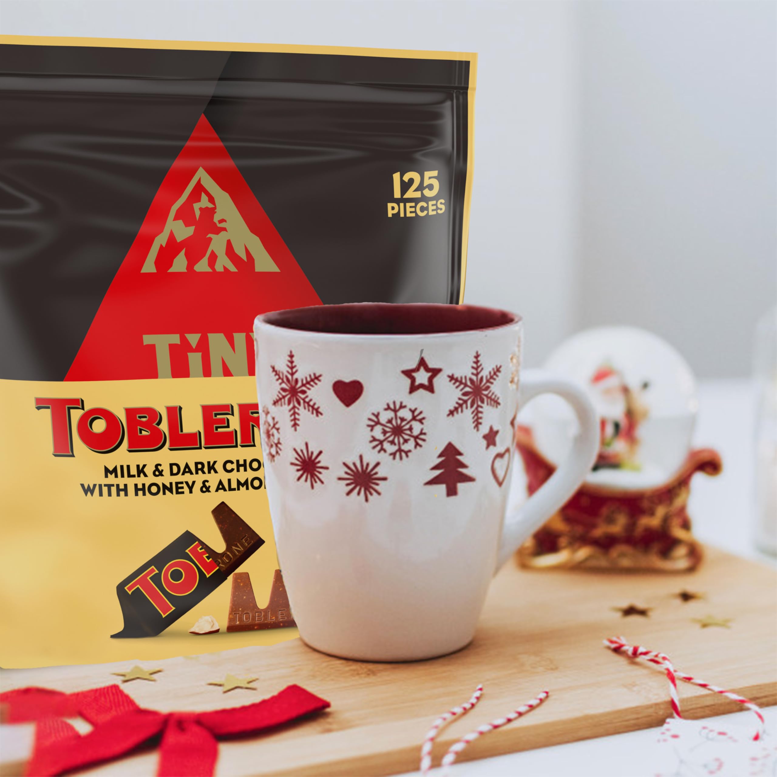 Toblerone Tiny Chocolate Gift Bag Variety Pack - 125 Pieces (Milk & Dark Chocolate Bars) - Perfect for Party Favors, Office Treats & Holiday Gifting
