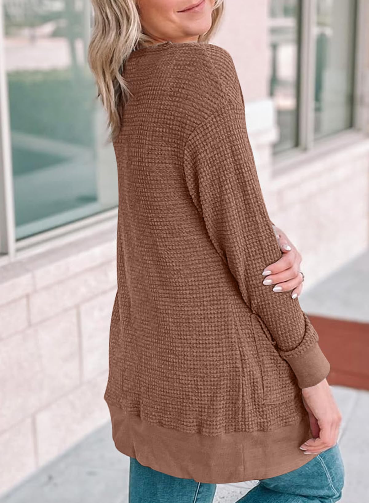 Eytino Women's Plus Size Cardigans - Casual Long Sleeve Waffle Knit Button Down Sweater (1X-5X) | Perfect for Office Wear, Fall Layering & Cozy Home Outfits