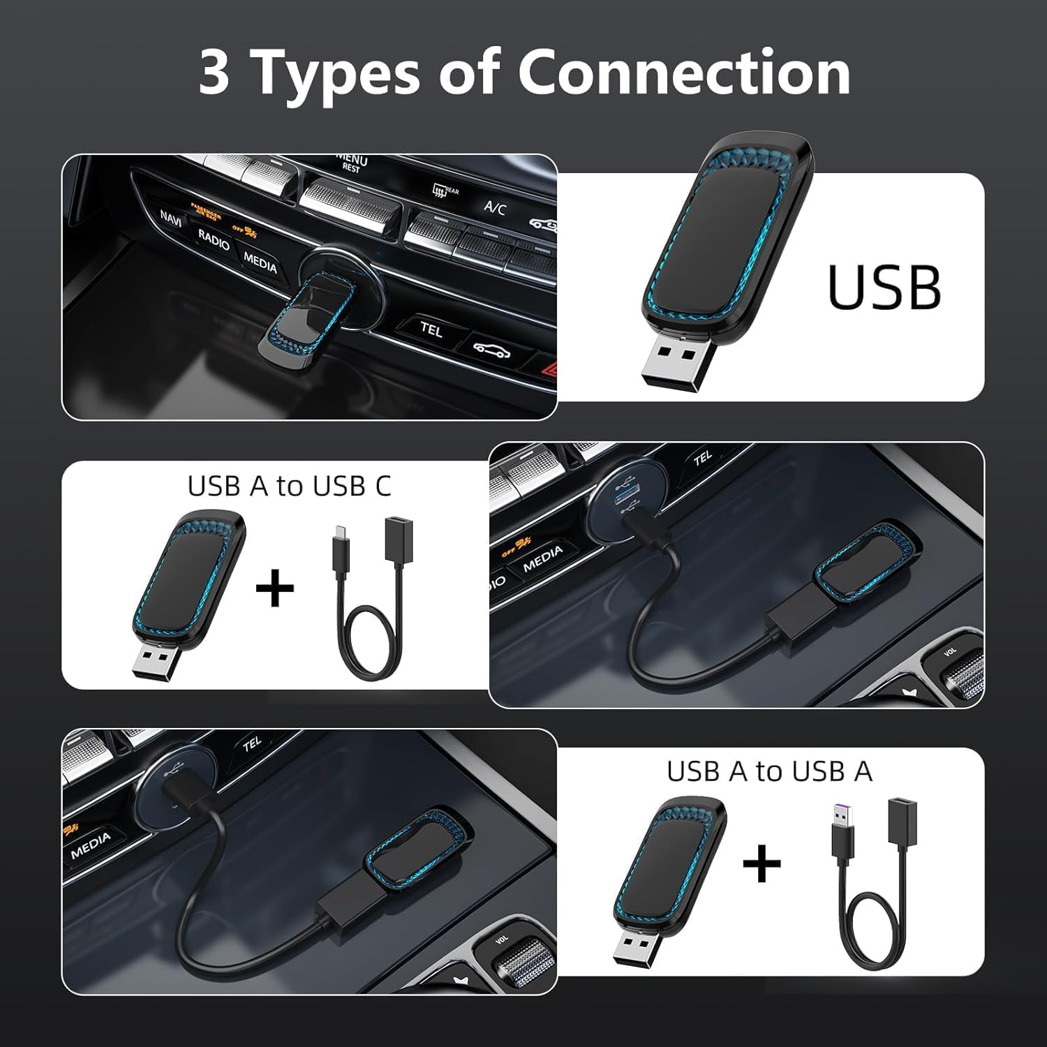 2024 Upgraded Wireless Android Auto & Apple CarPlay Adapter - Plug & Play USB Dongle for iPhone - Convert Wired to Wireless CarPlay/Android Auto with USB-A to USB-C Cable - Perfect for Commuting, Road Trips & Hands-Free Driving