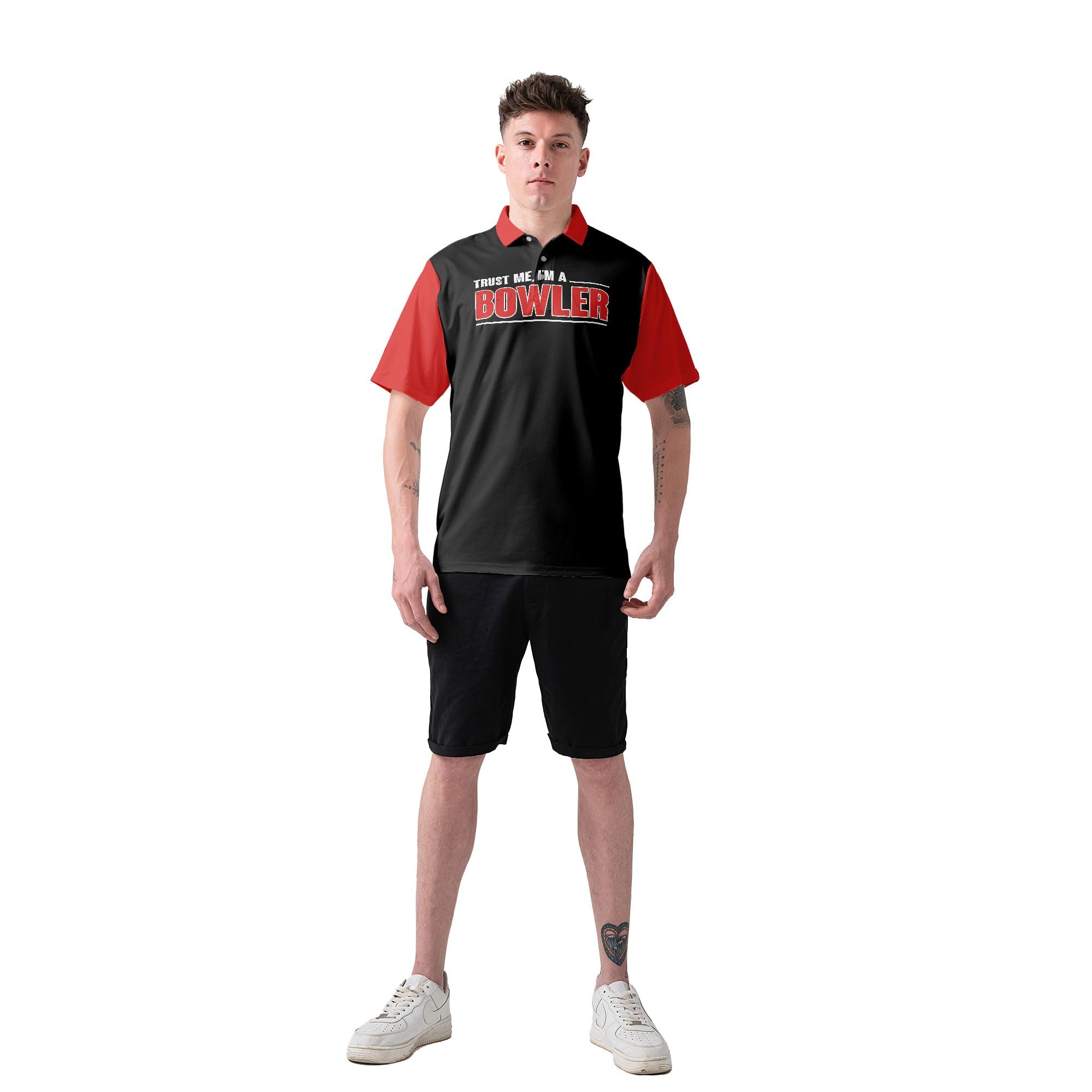 HYPERFAVOR Men's Smart Bowling Polo Shirts - Breathable Short Sleeve Performance Shirts for Bowling Leagues & Tournaments - 4-Pack Set for Casual Wear & Team Uniforms