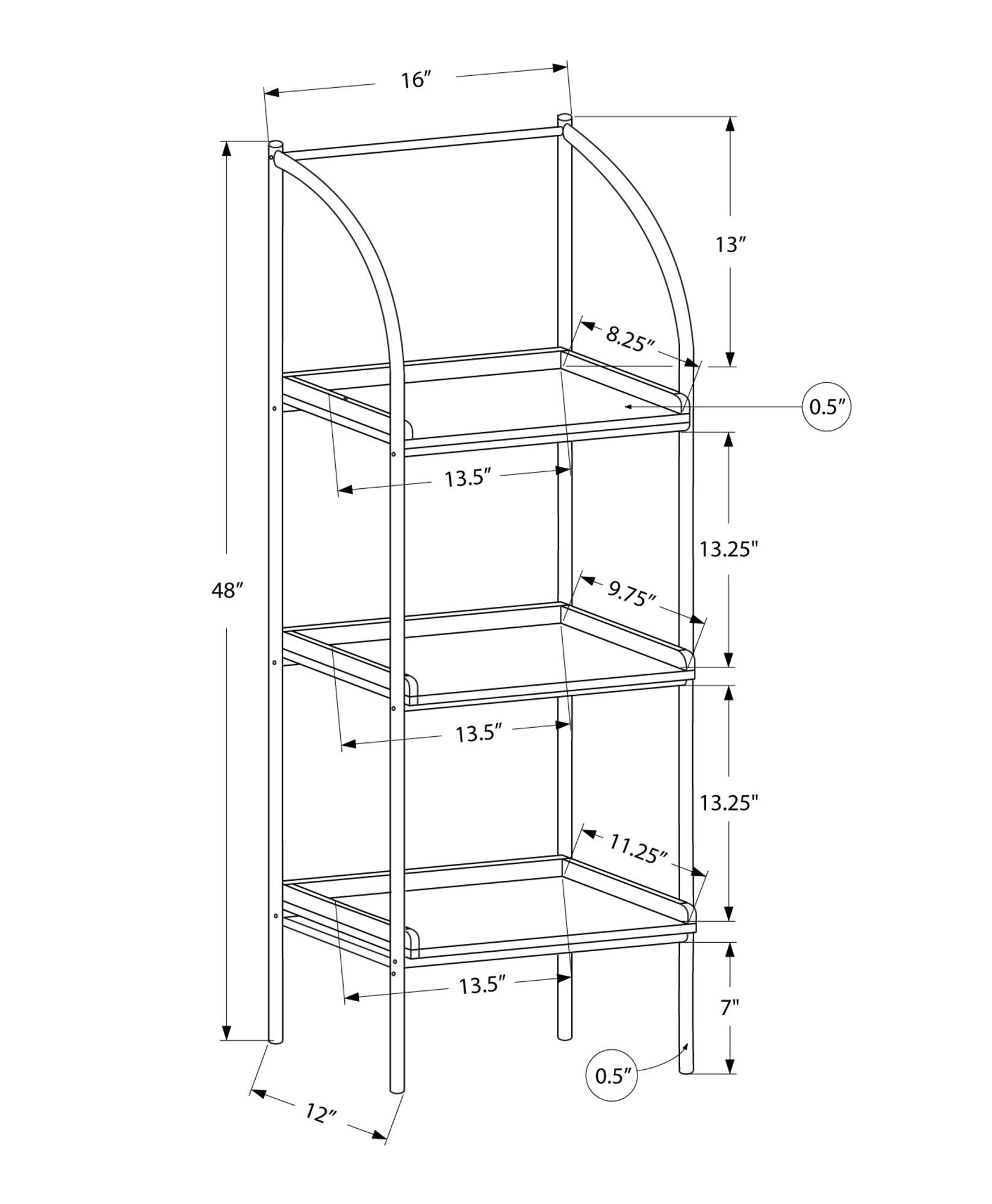 48-Inch Tall Dark Taupe Bookcase with Black Metal Frame - Perfect for Living Room, Office or Bedroom Storage & Organization