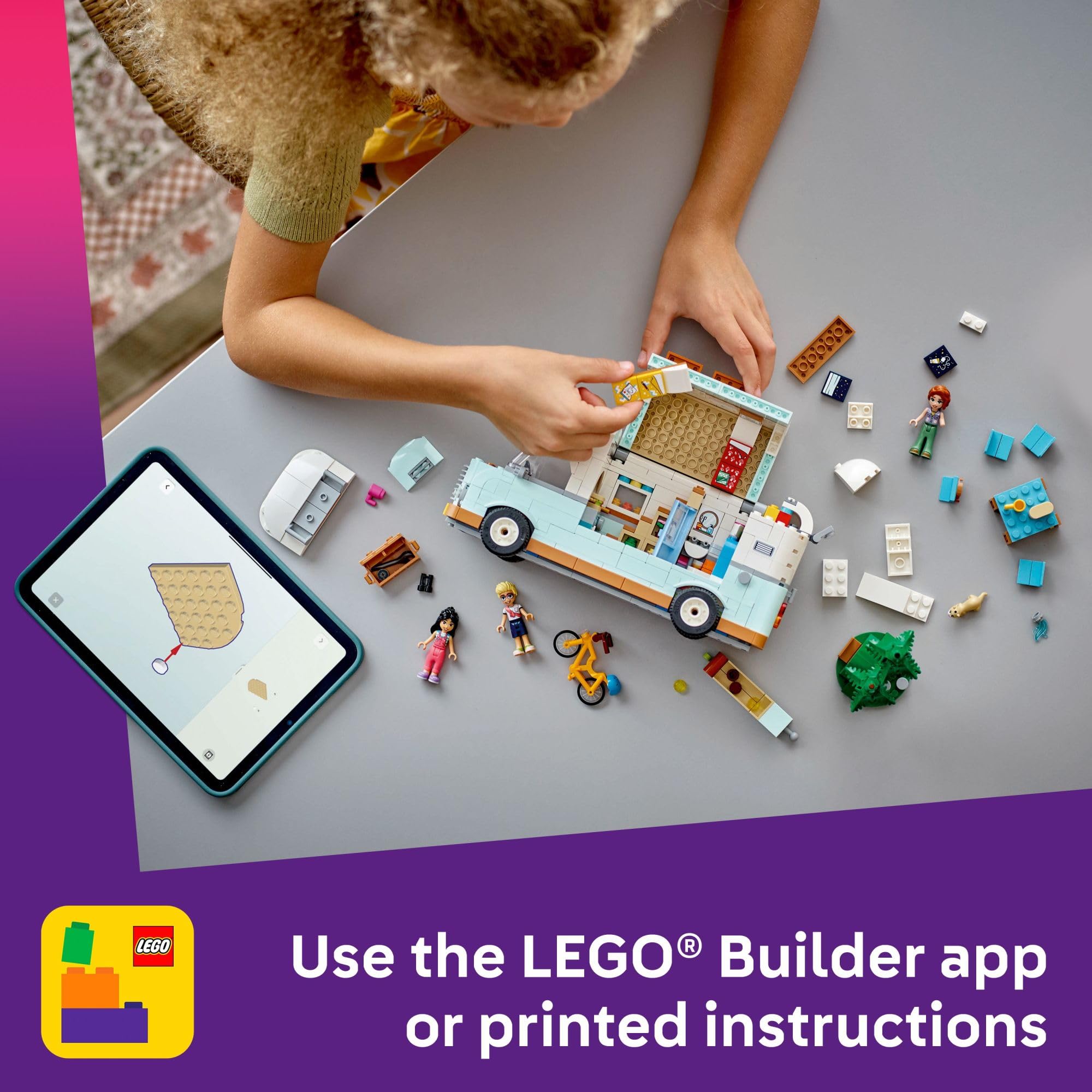 LEGO Friends Friendship Camper Van Adventure Toy Building Set for Kids Ages 7+ - Creative Pretend Play with 3 Minidolls & Ferret Figure - Perfect Birthday Gift for Girls & Boys - Great for Indoor Play & STEM Learning Activities