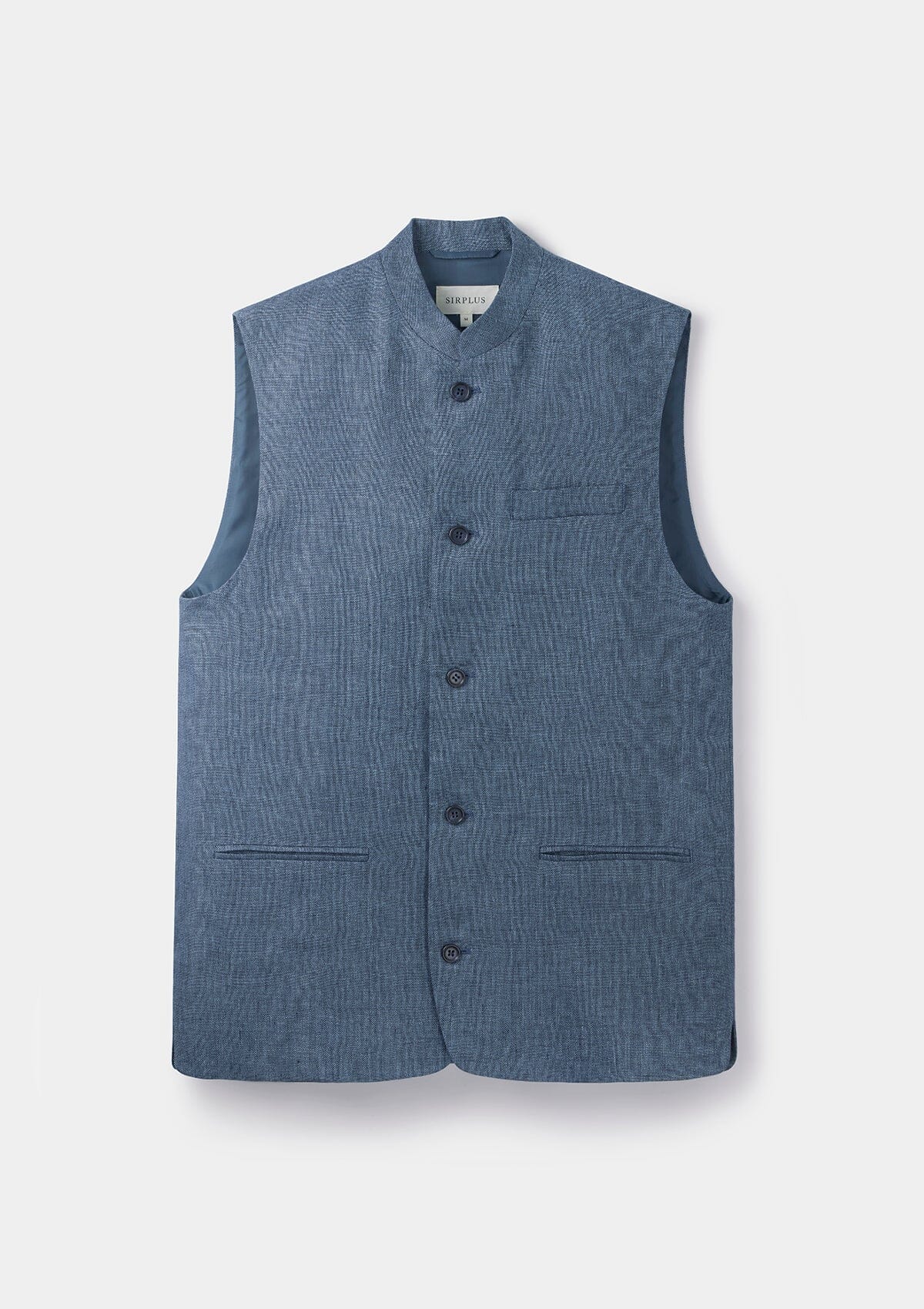 French Blue Linen Nehru Waistcoat for Men - Lightweight Summer Formal Jacket - Perfect for Weddings, Business Events & Vintage Fashion Outfits