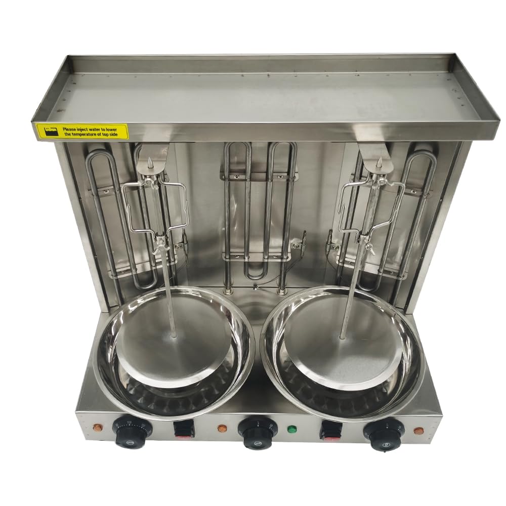 110V 3.6KW Commercial Electric Shawarma Machine with 3 Burners - Vertical Kebab Grill for Gyro, Turkish BBQ & Doner - Perfect for Restaurants, Food Trucks & Catering Events