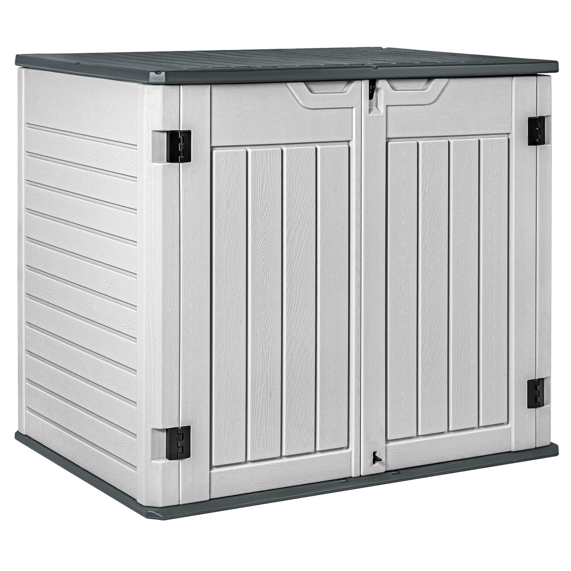 Devoko 34 Cu Ft Waterproof Resin Outdoor Storage Shed - Horizontal Patio Storage Cabinet for Garden Tools, Lawn Mower, Garbage Cans & Sofa Cushions | Durable Weatherproof Deck & Backyard Organizer