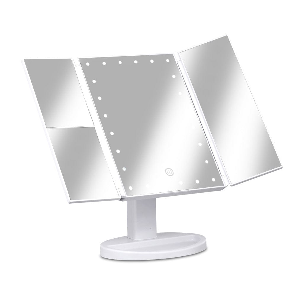 Embellir Makeup Mirror with 1X/2X/3X Magnification & 22 LED Lights - Tri-Fold Vanity Mirror with Storage for Makeup Application, Skincare, and Travel