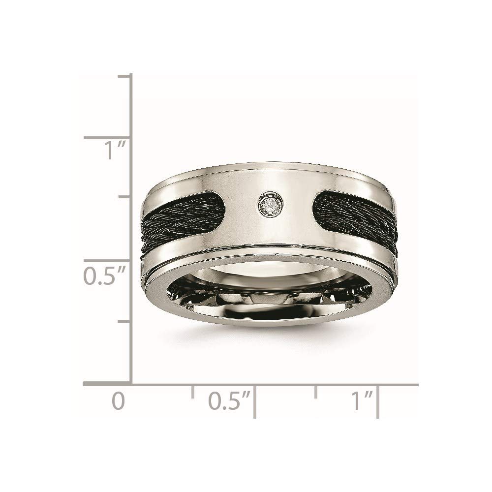 Titanium Black Ion Plated 1mm Diamond Wedding Band Ring for Women - Elegant Bridal Engagement Ring, Fine Jewelry Gift for Her - Perfect for Anniversaries, Proposals & Special Occasions