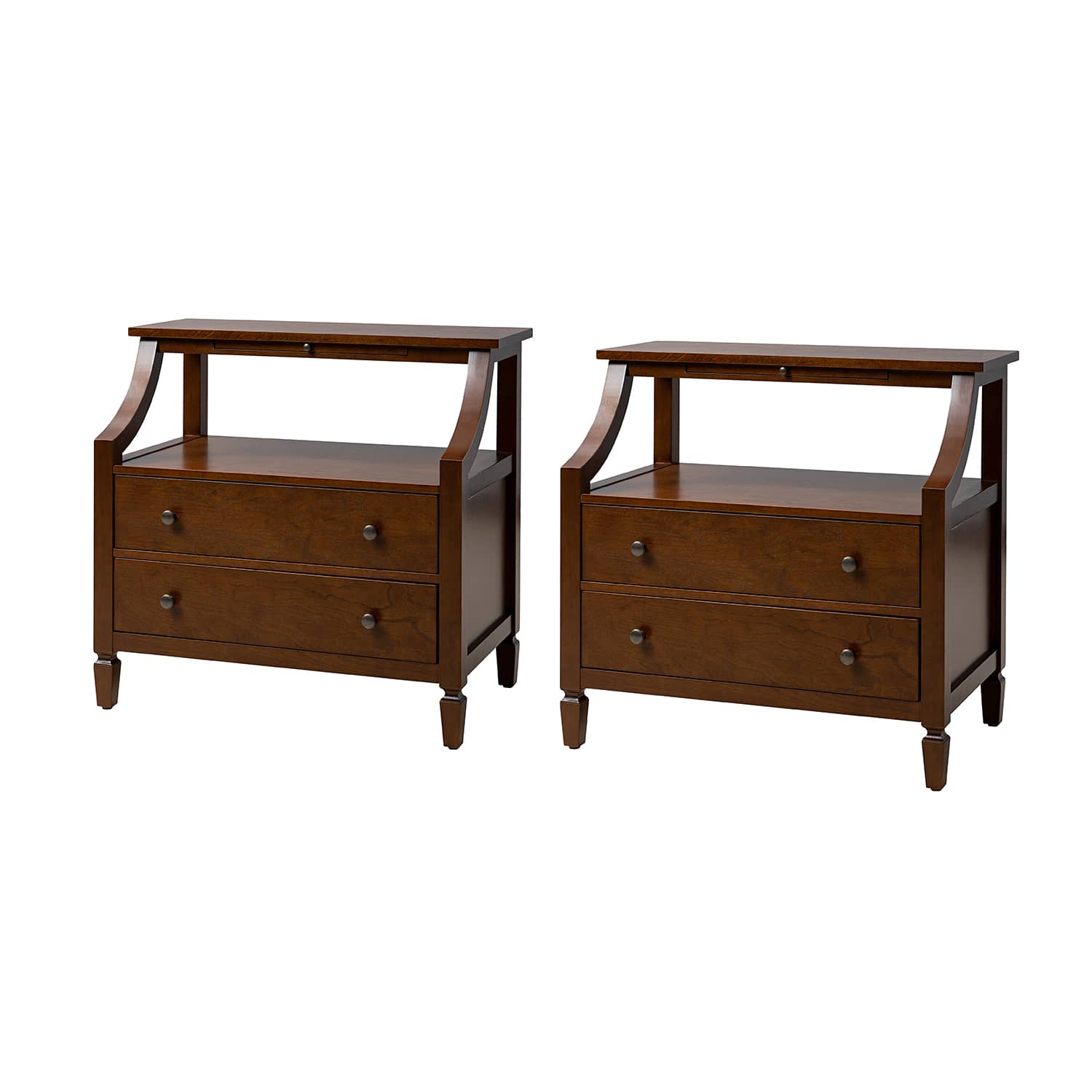 Grace 2-Drawer Nightstand with USB Charging Ports & Power Outlets - Modern Bedside Table for Bedroom, Living Room & Office Use