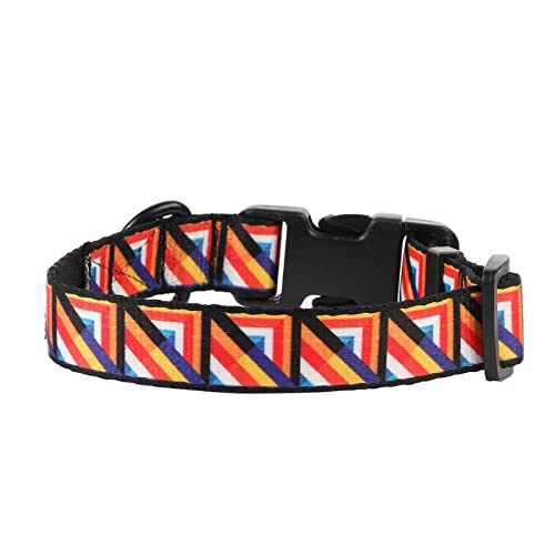 Geometric Retro Adjustable Dog Collar Belt for Medium Dogs - Lana Paws Stylish Pet Accessory for Daily Walks & Outdoor Adventures
