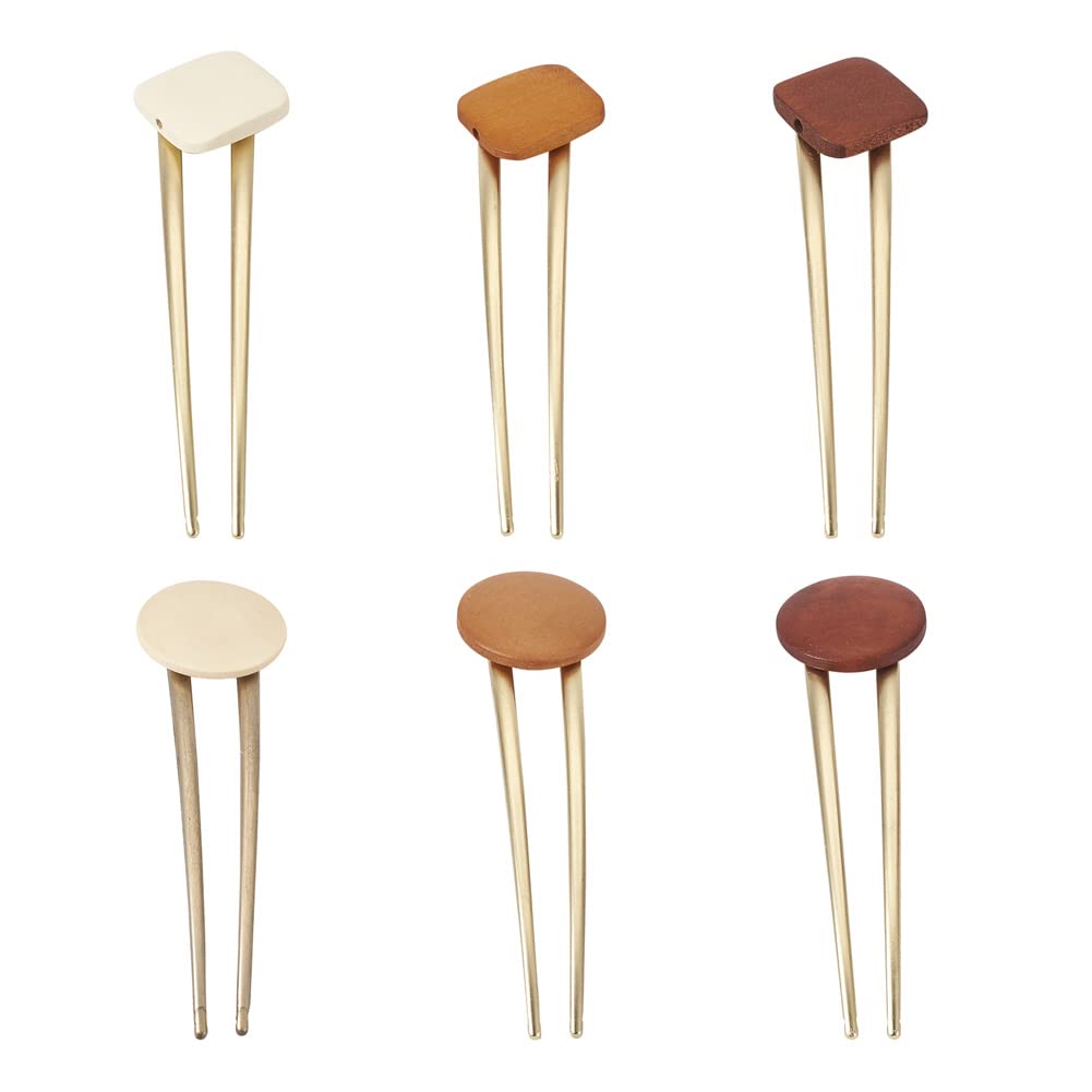Cheriswelry 6Pcs Zinc Alloy U-Shaped Hair Forks - French Style Hair Sticks with Wooden Head (109-110mm) for Women & Girls - Perfect for Updos, Buns, and Vintage Hairstyles