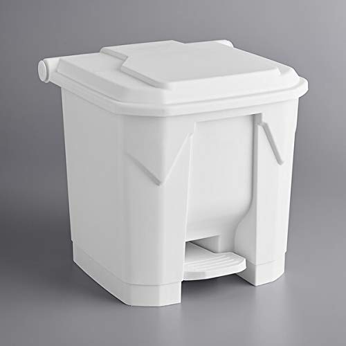 32 Qt / 8 Gallon / 30L White Rectangular Step-On Trash Can with Liners - Kitchen, Office, Bathroom Garbage Bin for Waste Disposal & Recycling - Hands-Free Touchless Design for Hygienic Home & Commercial Use