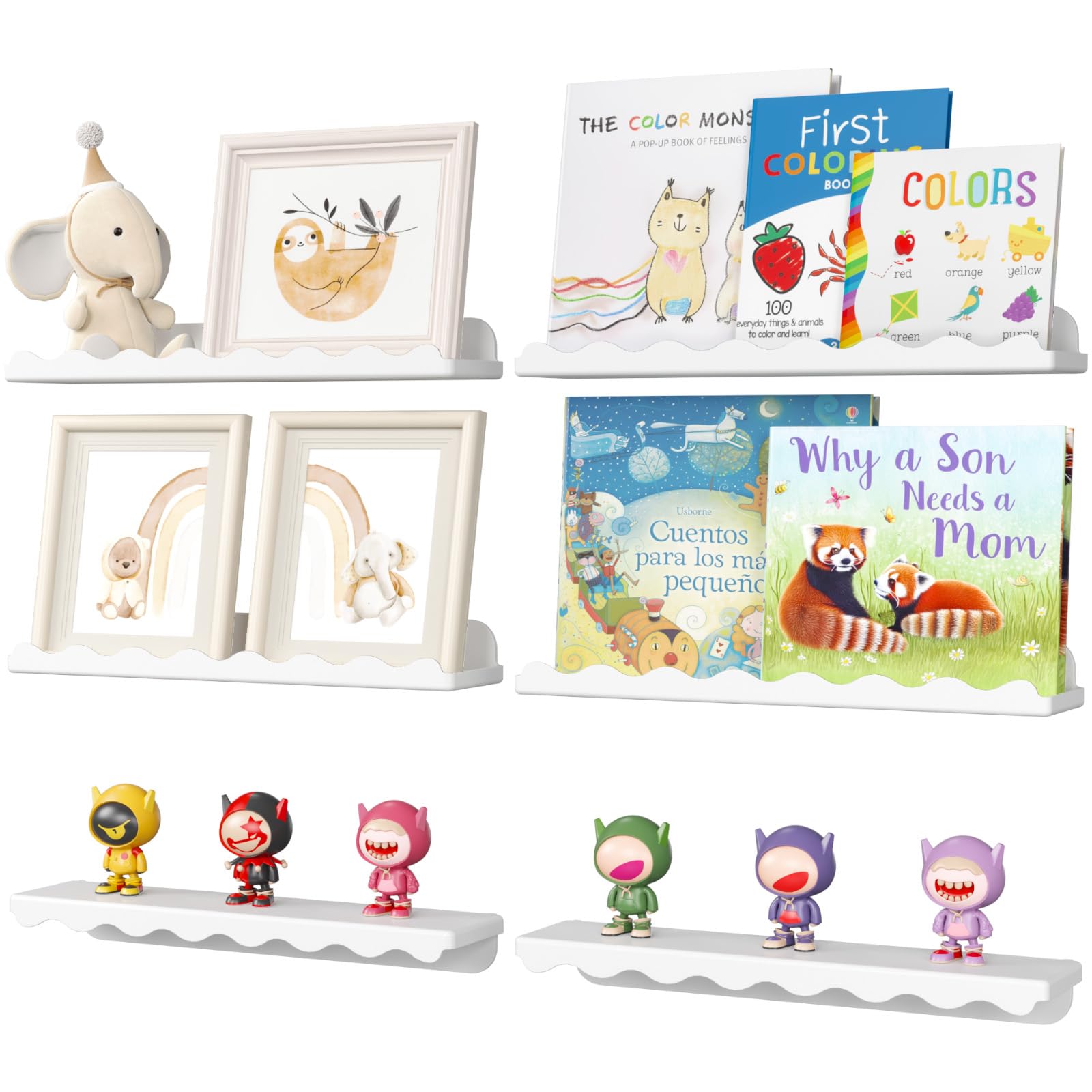 Lifewit 6-Pack Plastic Floating Bookshelves for Nursery - 15
