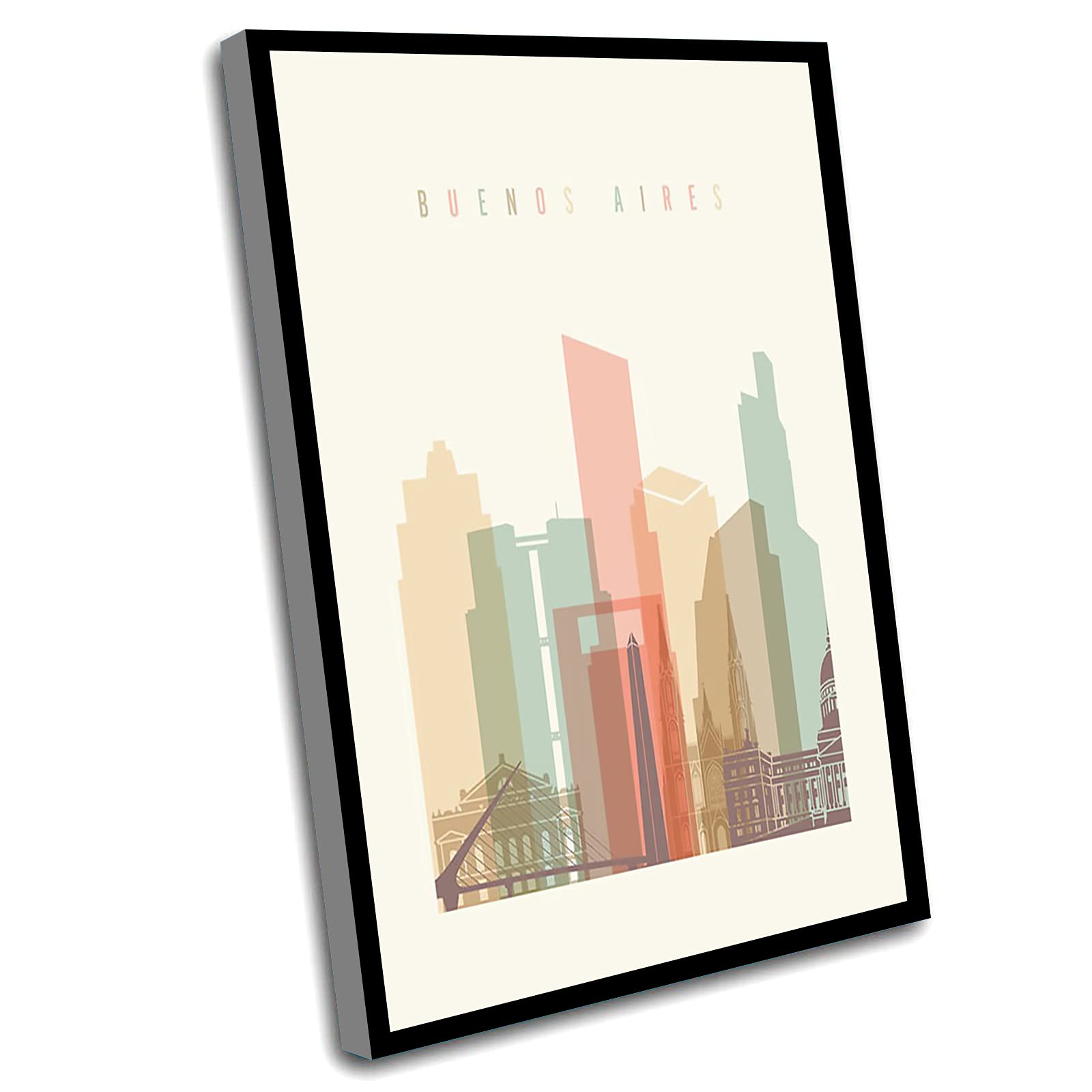 Paris Wall Art Decor - Children's Bedroom & Black Office Decor - Buenos Aires Skyline Print Poster - Argentina City Art Print - 16x24 Inch Framed Wall Art for Home & Office - Perfect Gift for Travel Lovers & Interior Design