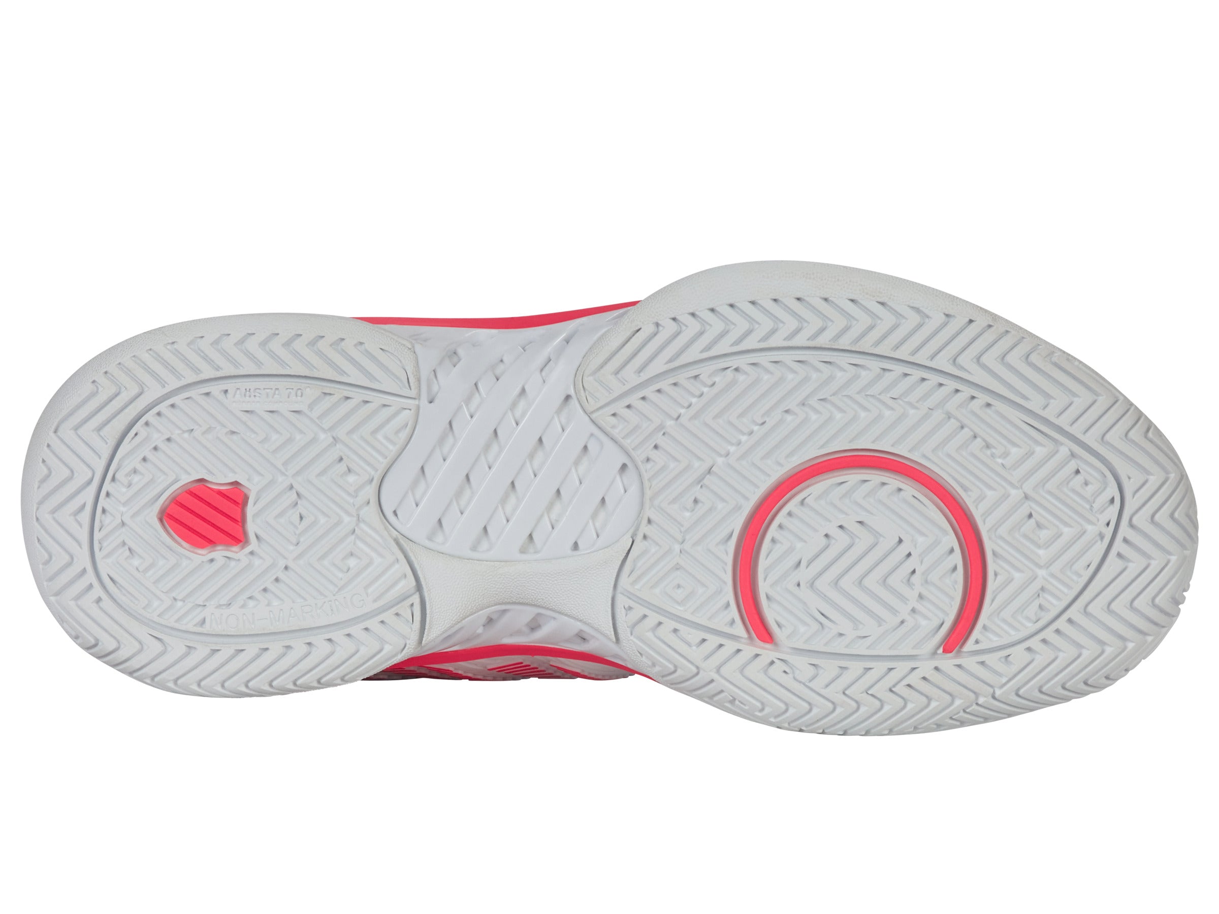 Hypercourt Express 2 Wide Women's Tennis Shoes - White/Orchid Petal/Neon Blaze | Lightweight & Breathable for Court Performance | Perfect for Competitive Matches & Training Sessions