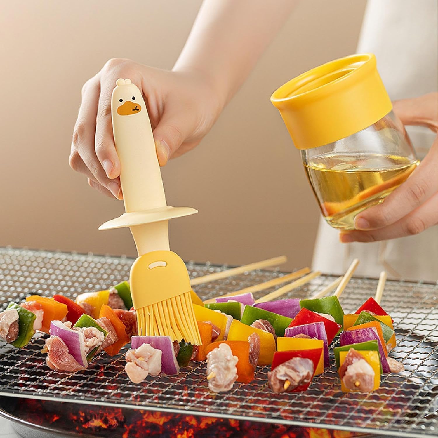 Premium Glass Olive Oil Dispenser for Kitchen - 2 in 1 Oil Bottle with Silicone Basting Brush - Perfect for Cooking, Vinegar, Sauces, BBQ, Grilling, Frying, Baking & Air Fryer - Ideal for Home Chefs & Gourmet Cooking