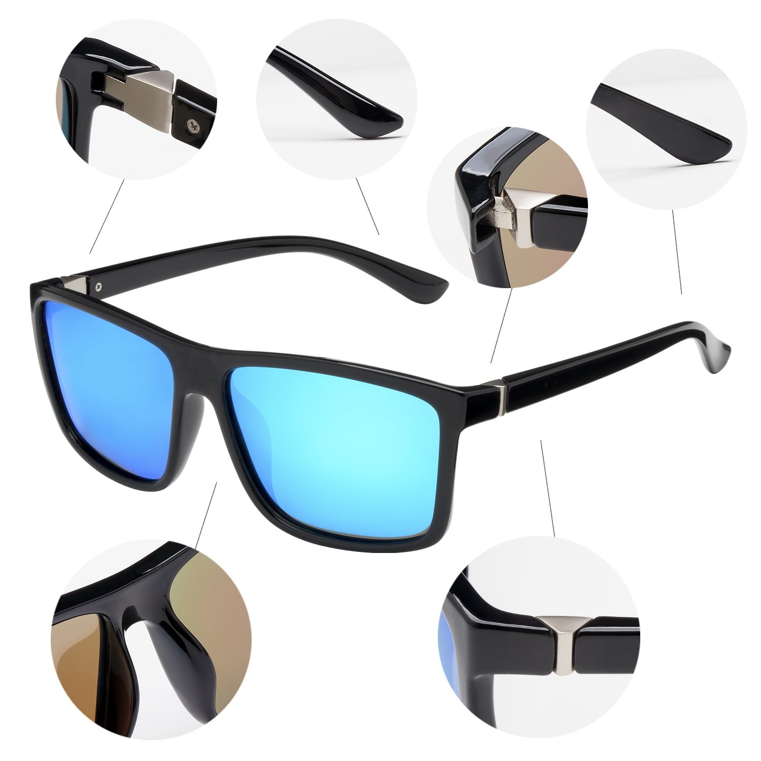 NIEEPA Men's Polarized Sports Sunglasses UV Protection Square Frame NP1007 - Perfect for Running, Cycling & Outdoor Activities