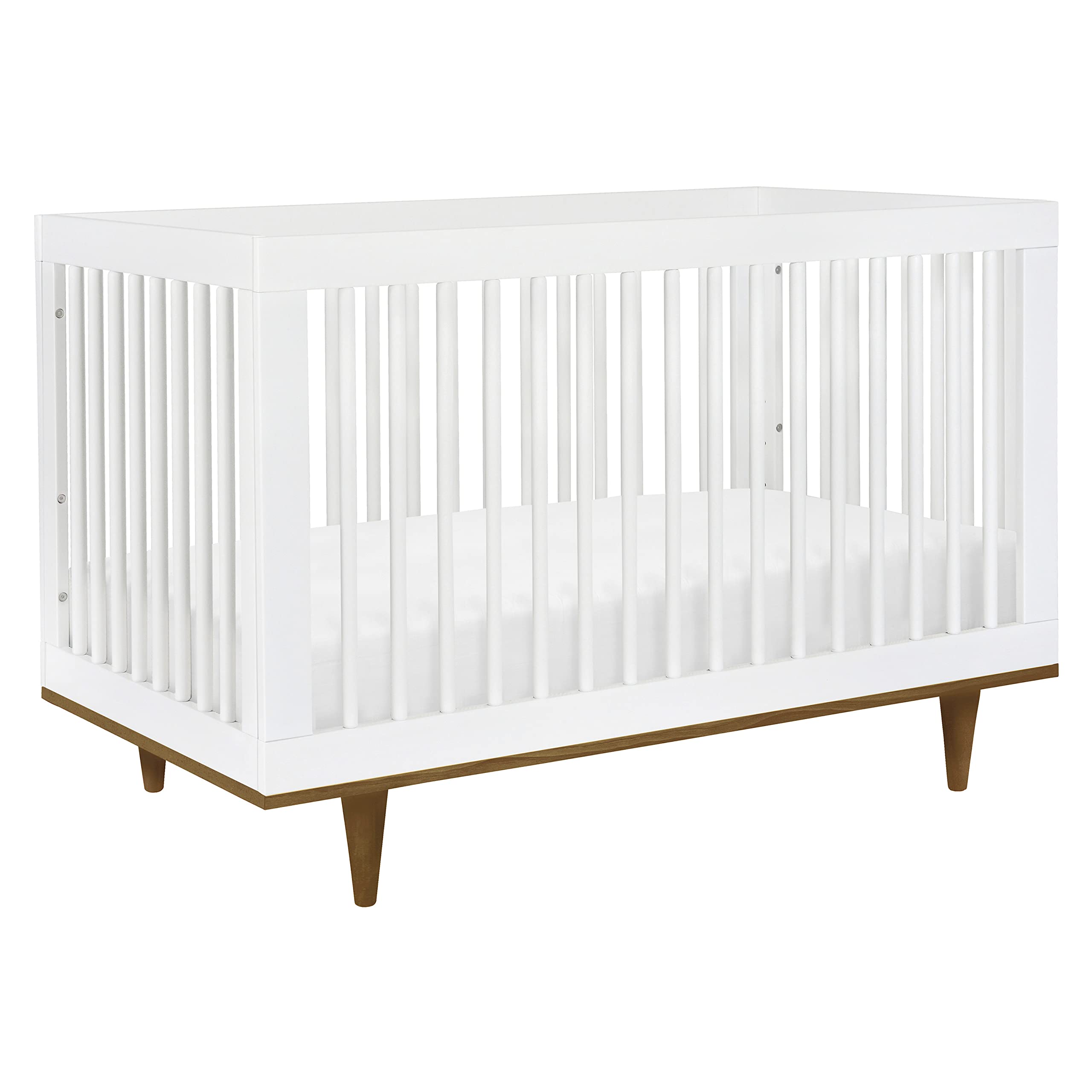 DaVinci Marley 3-in-1 Convertible Baby Crib to Toddler Bed & Daybed - GREENGUARD Gold Certified - Adjustable Mattress Heights - White Finish with Walnut Legs - Perfect for Nursery, Bedroom & Guest Room
