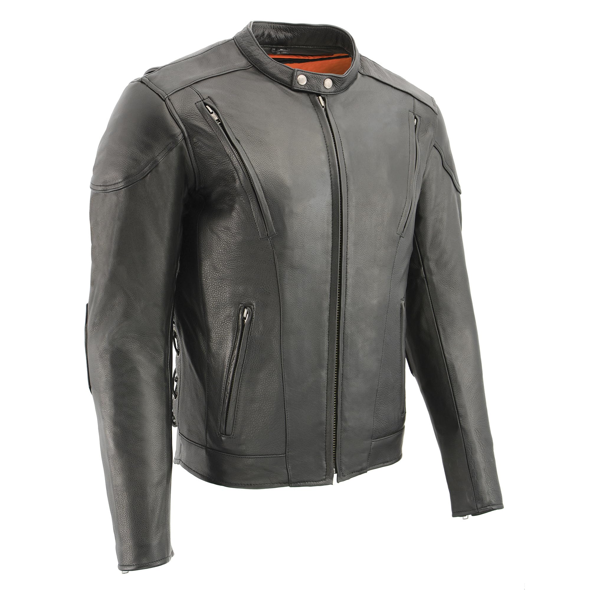 Milwaukee Leather ML1010 Men's Side Lace Vented Black Leather Scooter Jacket - Black | Motorcycle Riding & Urban Fashion | Perfect for Bikers & Streetwear Enthusiasts