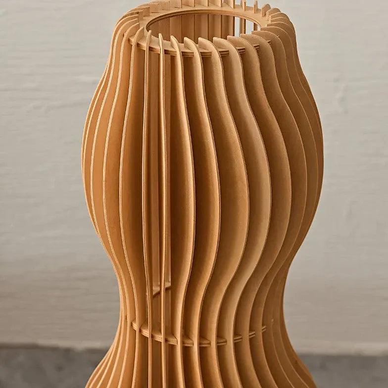 Modern Wooden Wave Sculptural Floor Lamp - Handcrafted Wood Lighting for Living Room, Bedroom & Office Decor - Unique Artistic Statement Piece for Home Interior Design