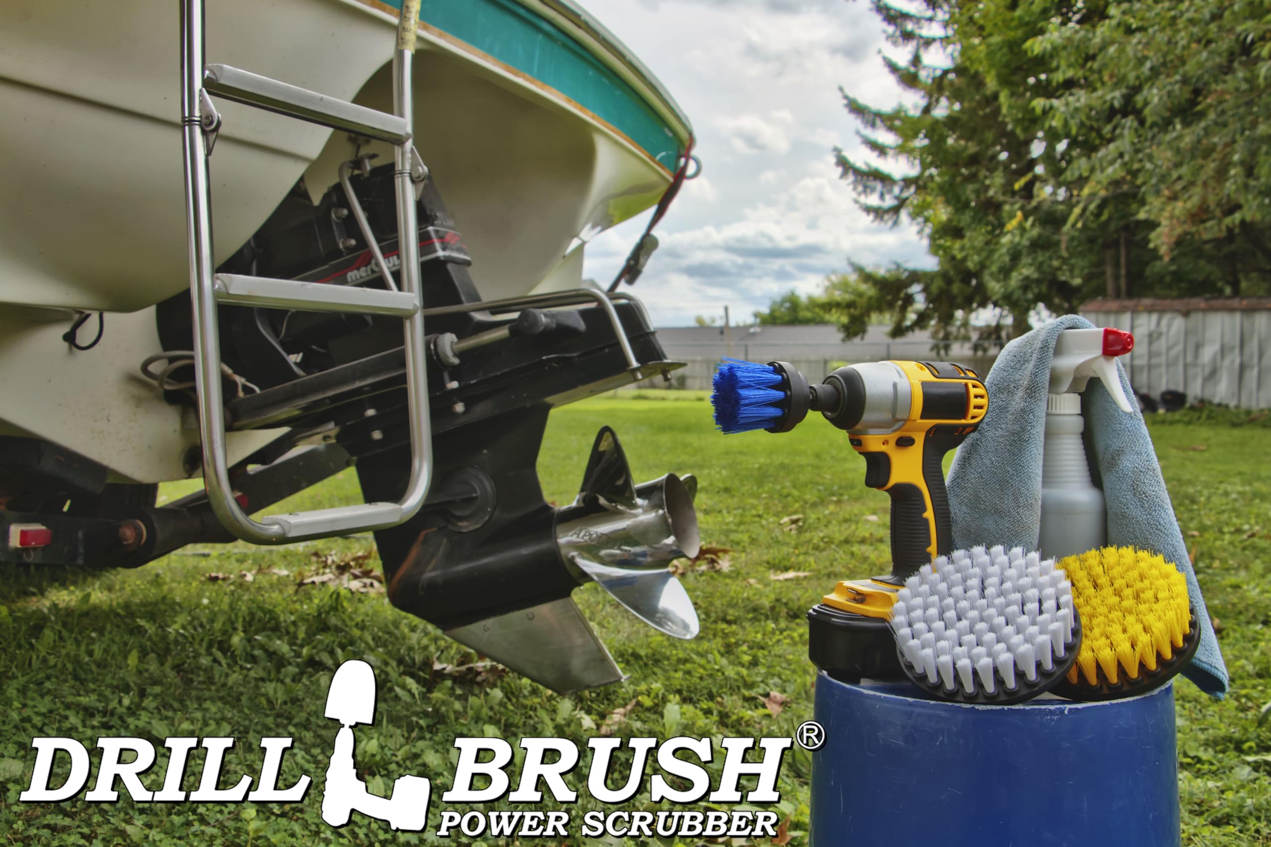 Spin Brush for Bathroom Cleaning - Heavy Duty Scrub Brush with Nylon Bristles - Soft & Thin Cleaning Brush for Tight Spaces - Tile Grout Cleaner & Boat Scrub Brush - Perfect for Shower Tiles, Kitchen Sinks & Hard-to-Reach Areas
